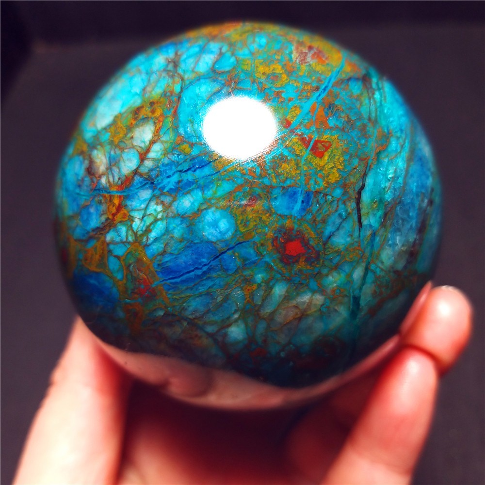 RARE 385.5G Natural Malachite Turquoise Blue Copper Ore Symbiotic Ball QQ200