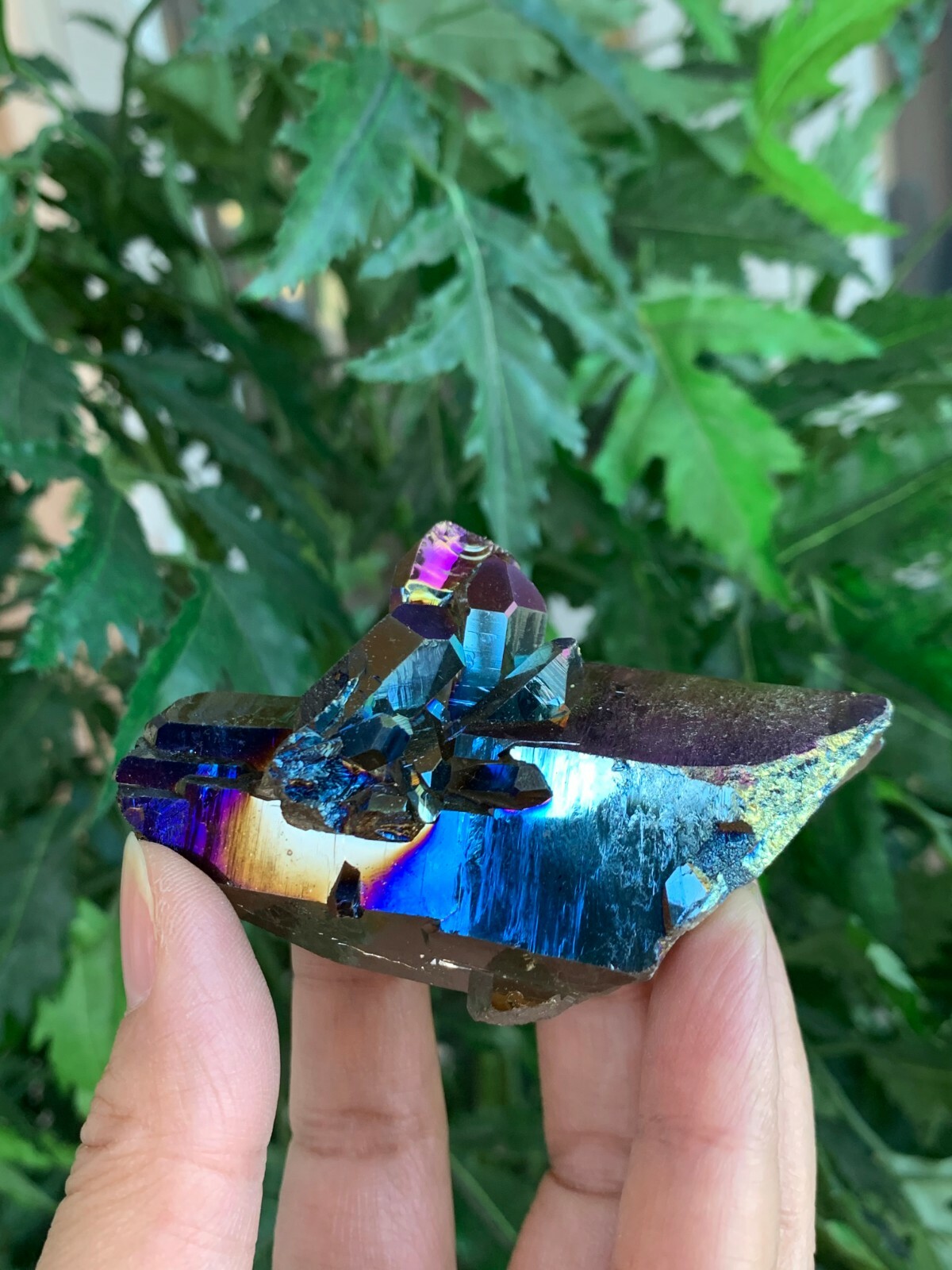 Aura Rainbow Quartz Clusters, Grade A+ Rainbow Aura Quartz Geode, Rainbow Quartz