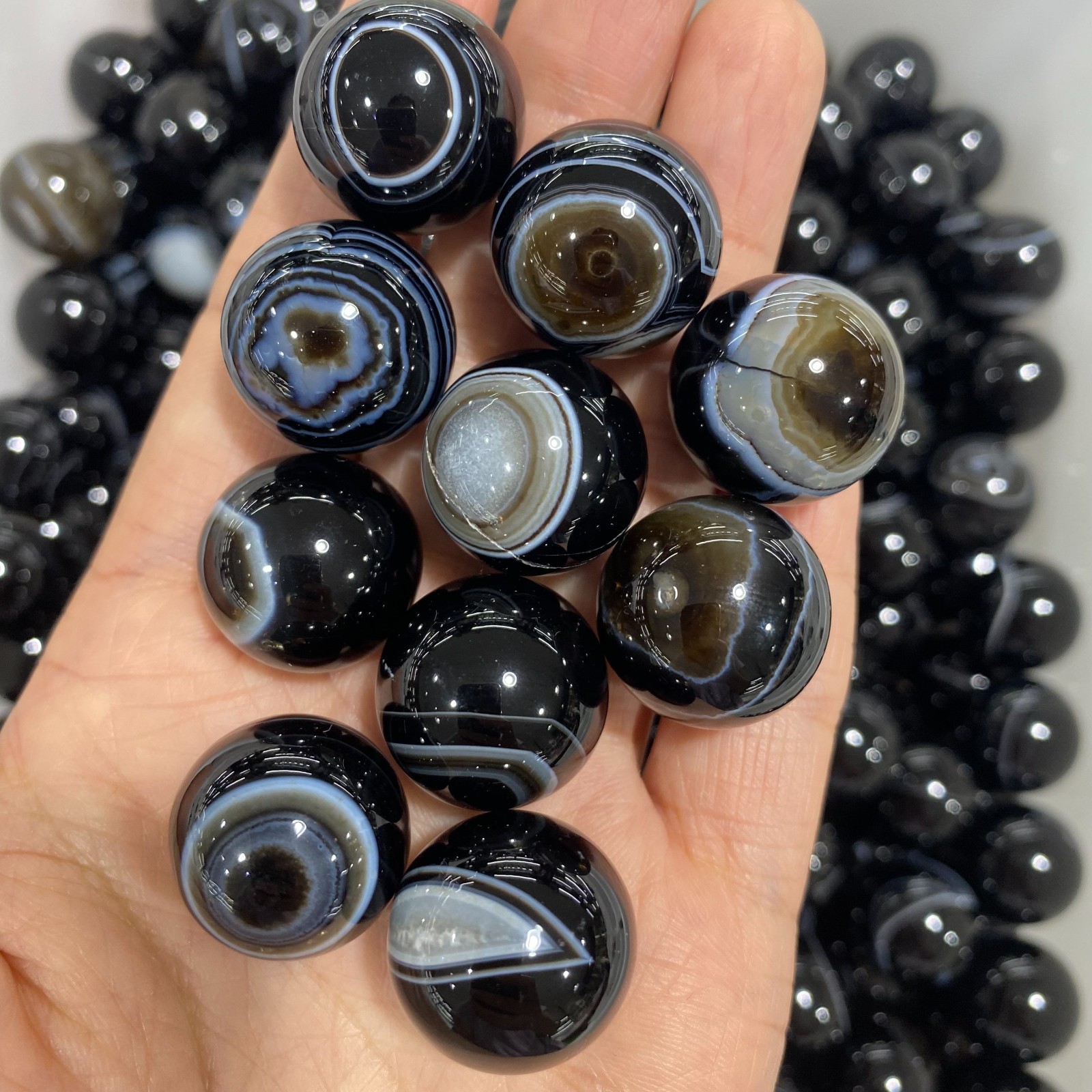 Top！5pcs sardonyx Quartz Sphere Crystal Ball Reiki Healing 20mm