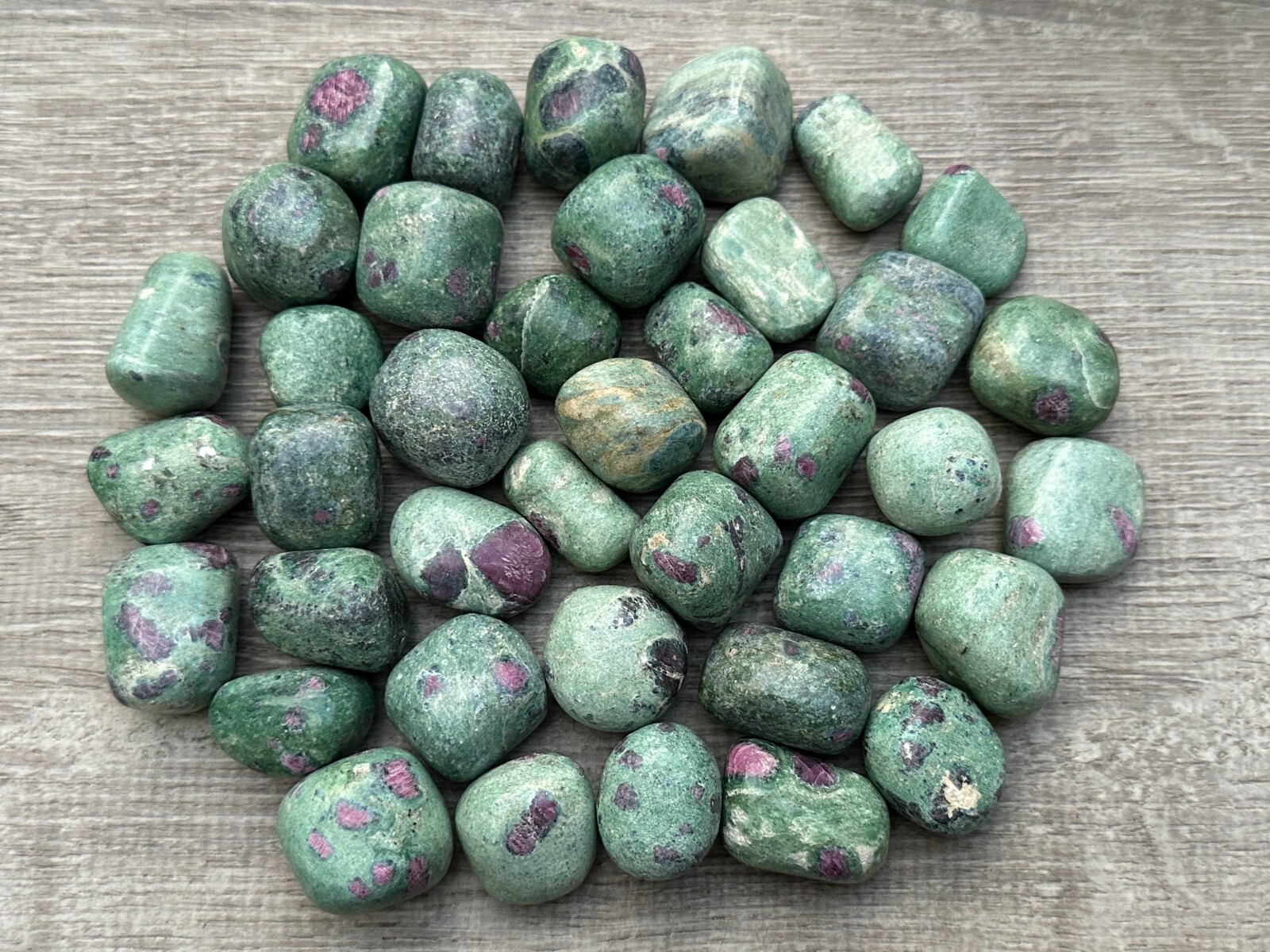 Grade A++ Ruby Fuchsite Tumbled Stones 0.75-1.25 Inch, Wholesale Bulk Lot