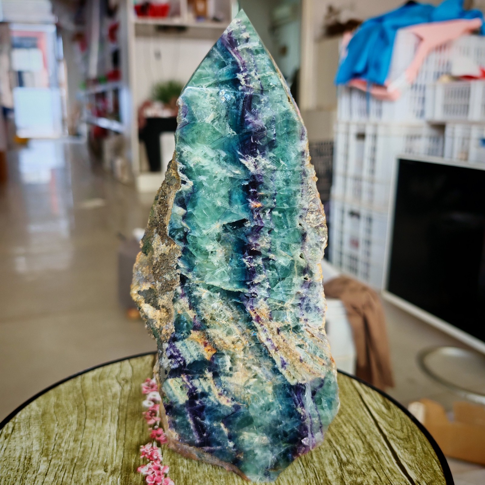 6.38LB Restoration of Natural Colored Fluorite Crystal Specimens 2900g
