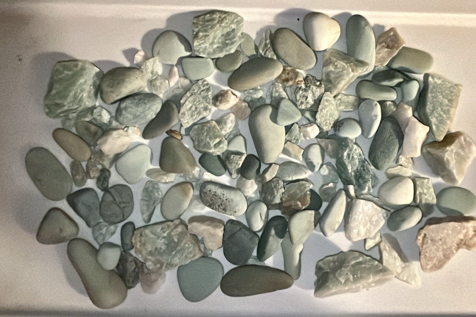 Tumbled Raw Jade Rock & Assorted Stones Blue Green 100+ 3/4lb