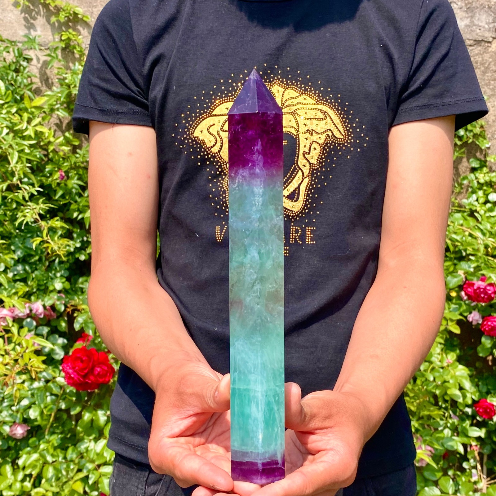 2.1LB Natural unique colored fluorite pillar quartz crystal sample
