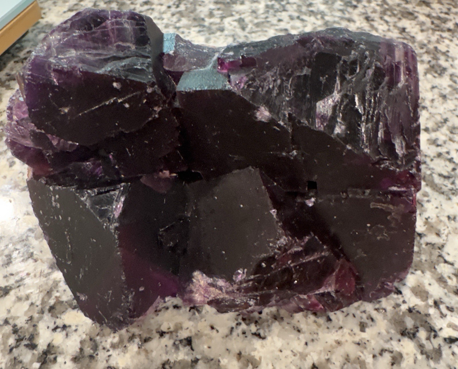 790g NATURAL Purple & Golden Yellow FLUORITE Quartz Crystal Cluster Cube Mineral