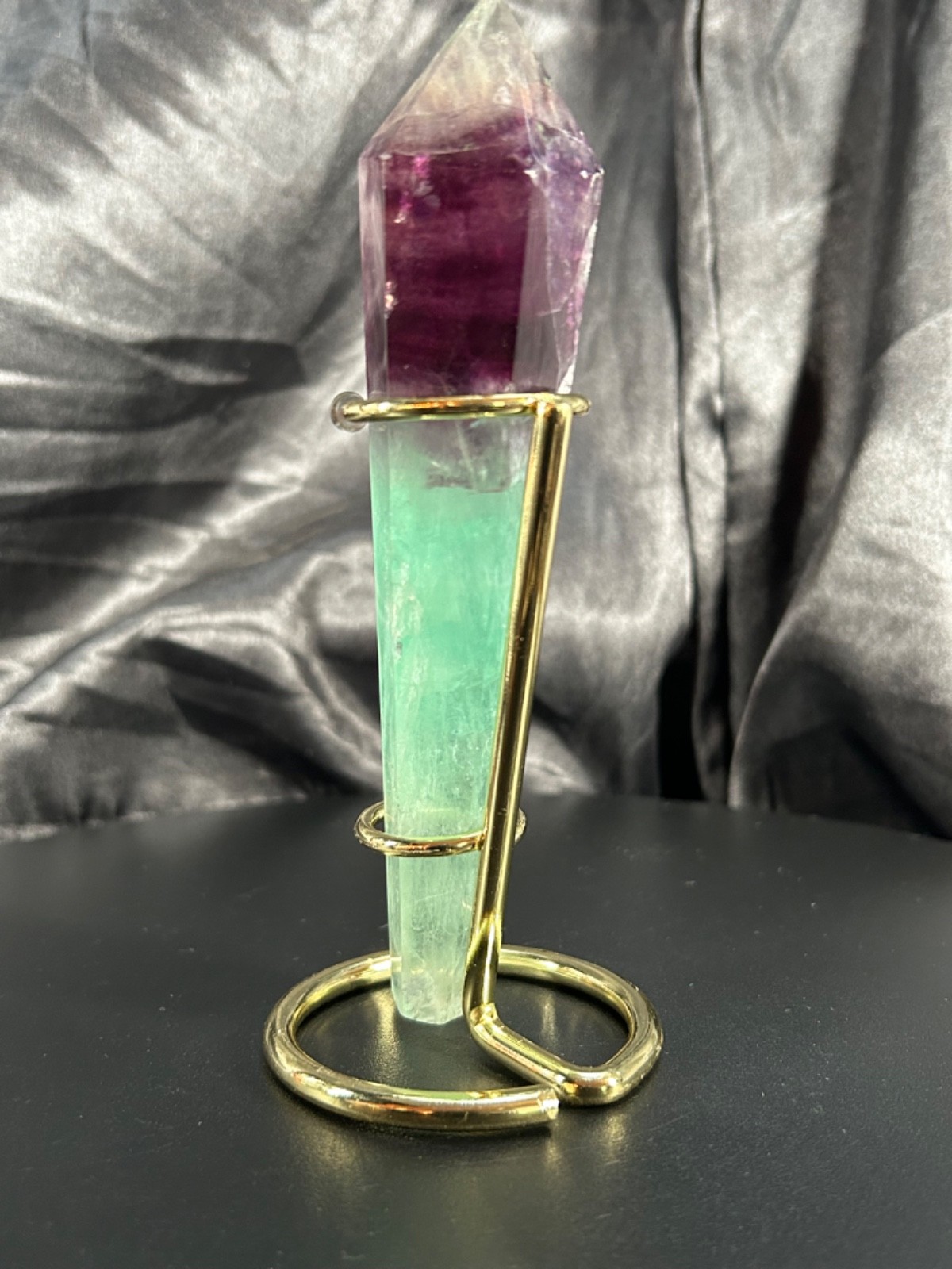 6″ Rainbow Fluorite Wand With Metal Stand 6oz (170 grams)