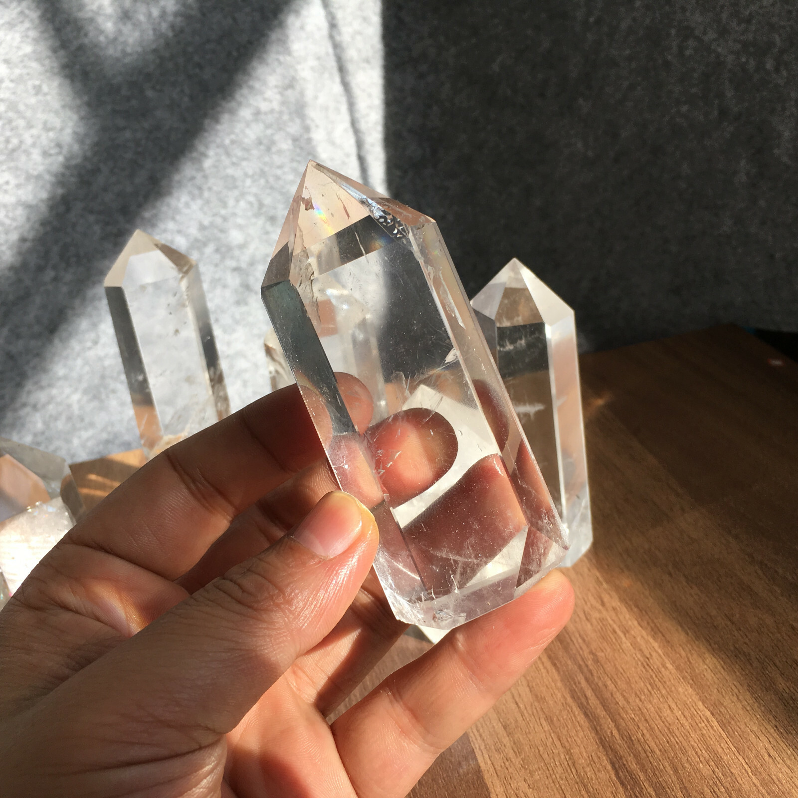 6PCS Natural clear quartz obelisk crystal wand point healing random 45-85mm