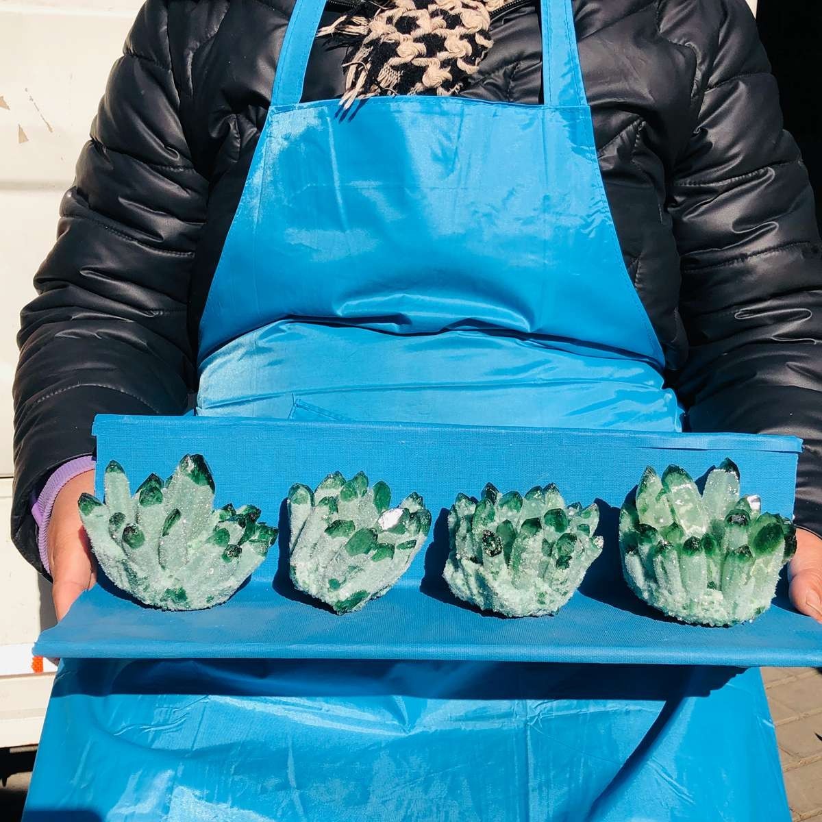 4 piece Lab-Grown Green Crystal Clusters Healing Energy Home Decor 3.78LB