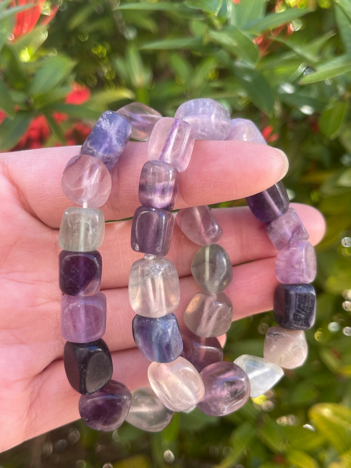 Grade A++ Fluorite Nugget Bracelet, Genuine Fluorite Gemstone Nugget Bracelet