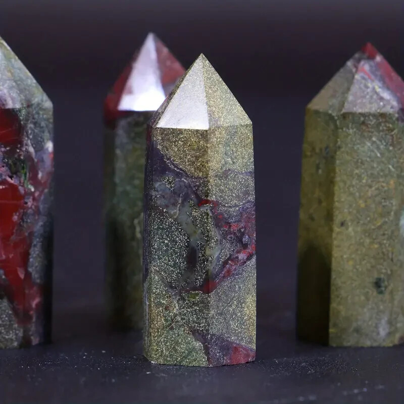 1PC 7-8cm Natural Dragon Blood Stone Crystal Point Hexagonal Prism Obelisk
