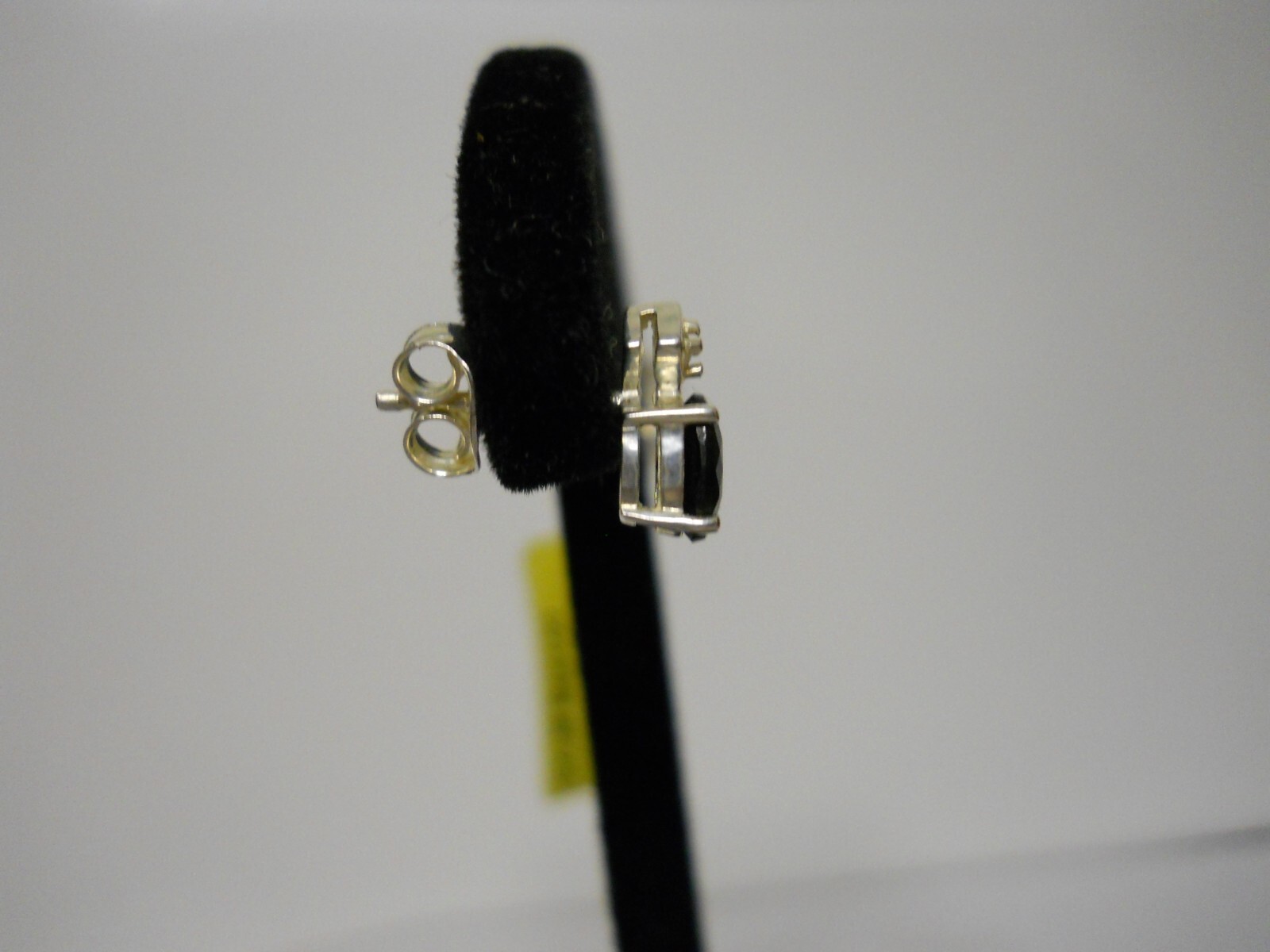 Sterling Silver Black Onyx & Cubic Zirconia Stud Earrings Gemstone Jewelry #743