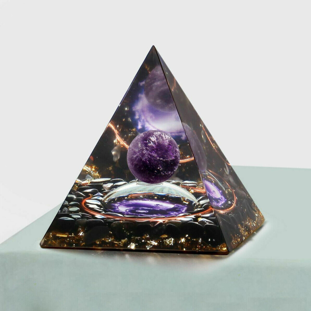 2*Orgonite Pyramid Amethyst Peridot healing crystal Energy Orgone EMF Protection