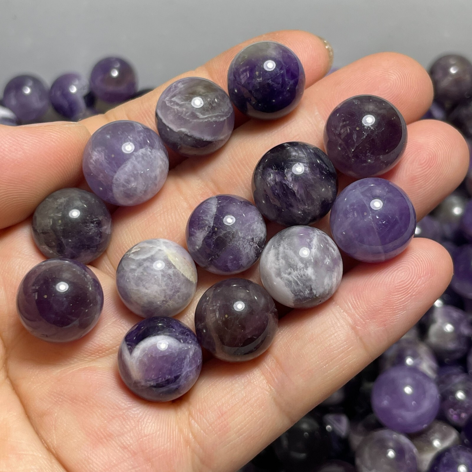 10PCS Dreamy Amethyst sphere Rock crystal ball meditation GemStone random13-15mm