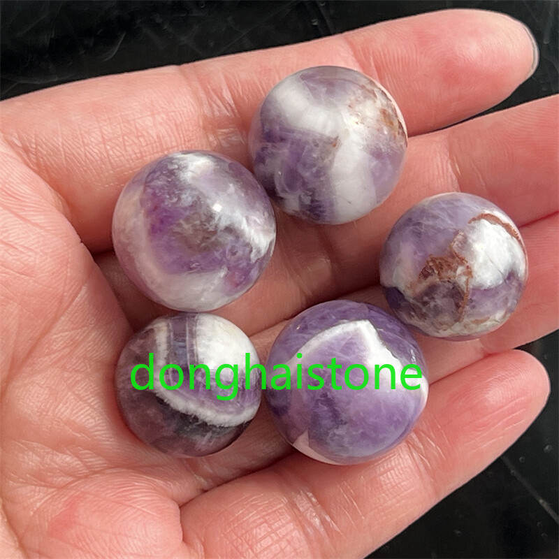 5pcs Natural Dreamy Amethyst Sphere Quartz Crystal Ball Reiki Healing 17mm+