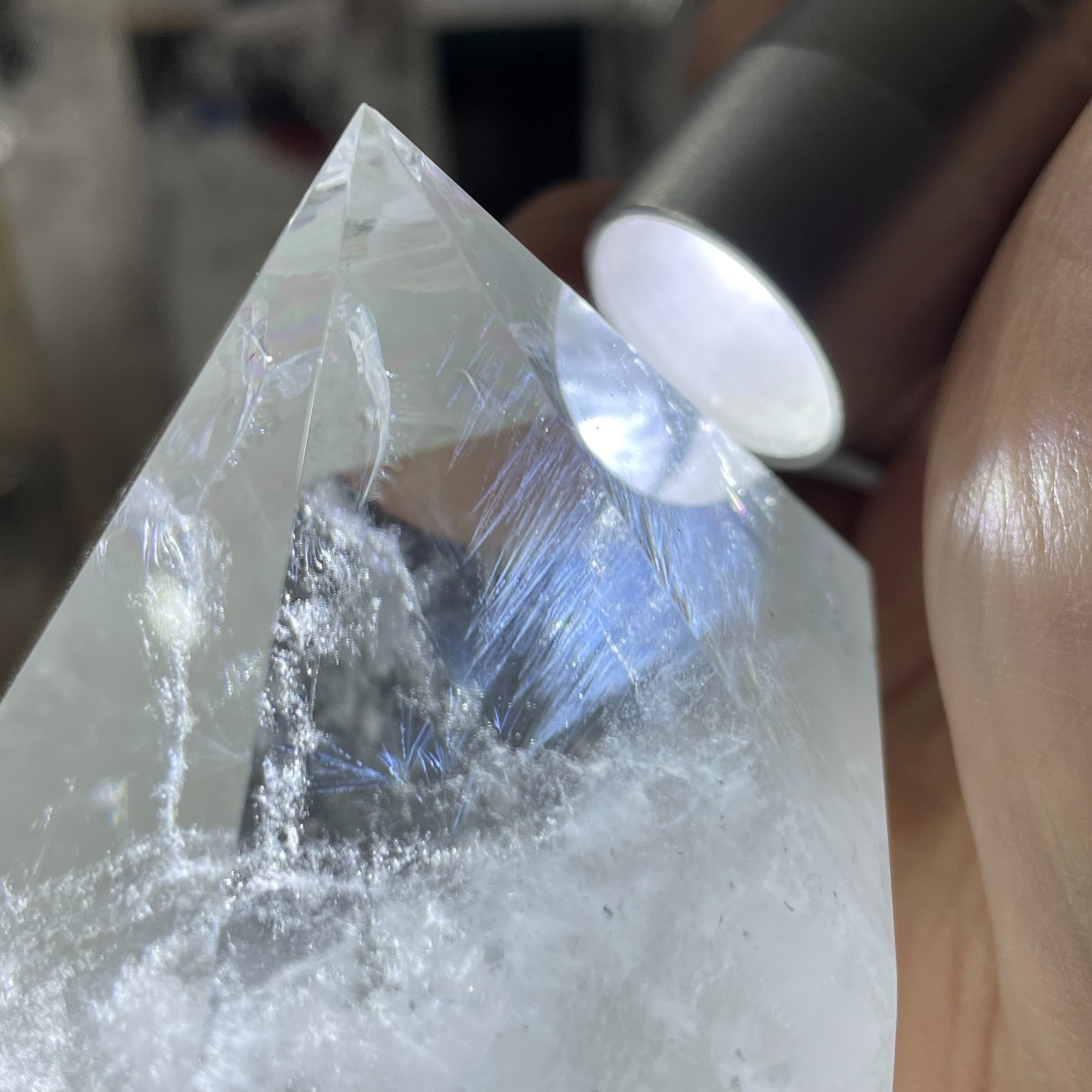 ALL 2.8LB Natural clear quartz Blue needle obelisk crystal point healing G6961
