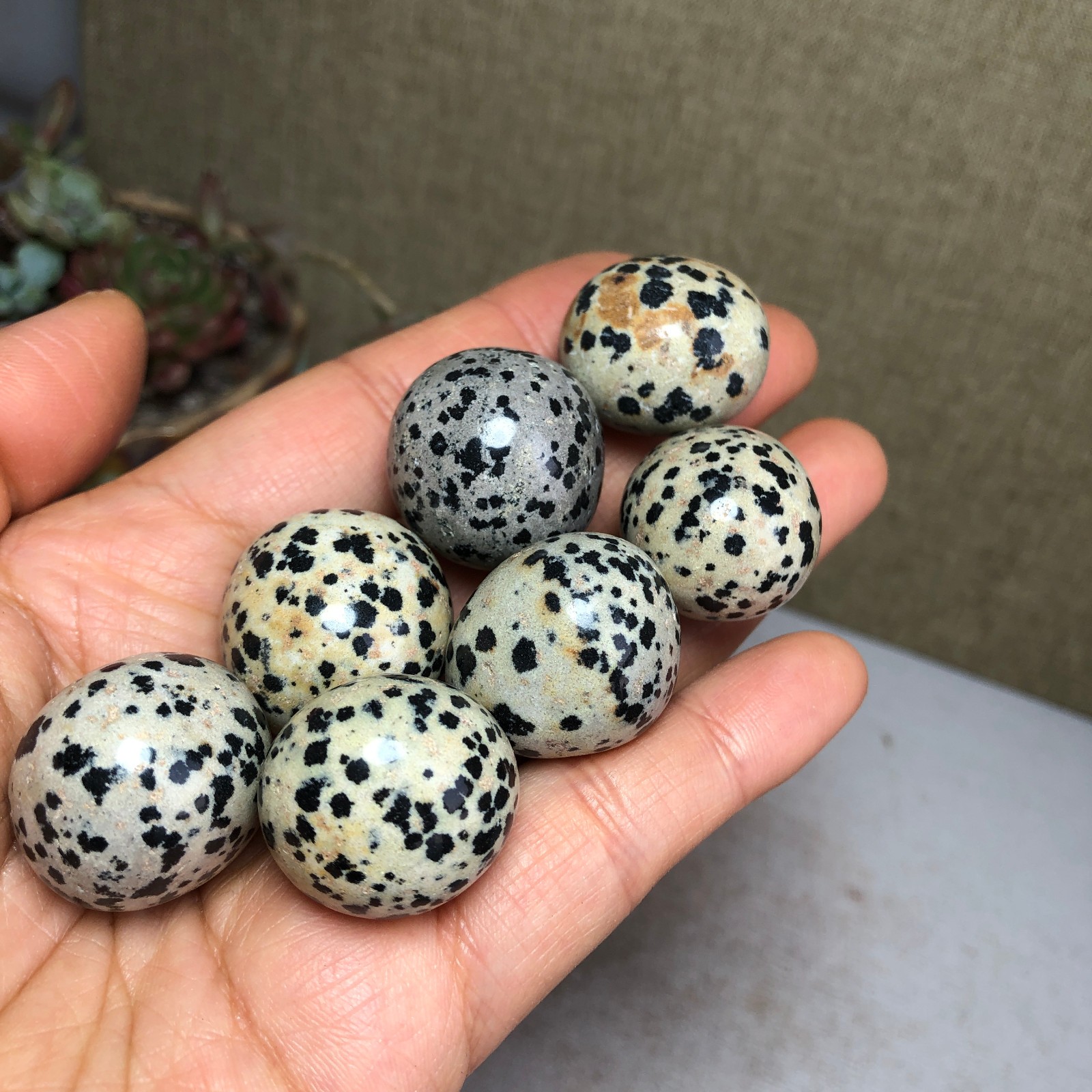 7pcs Natural Yellow spotted stone semi-precious Crystal specimens 119g A3584