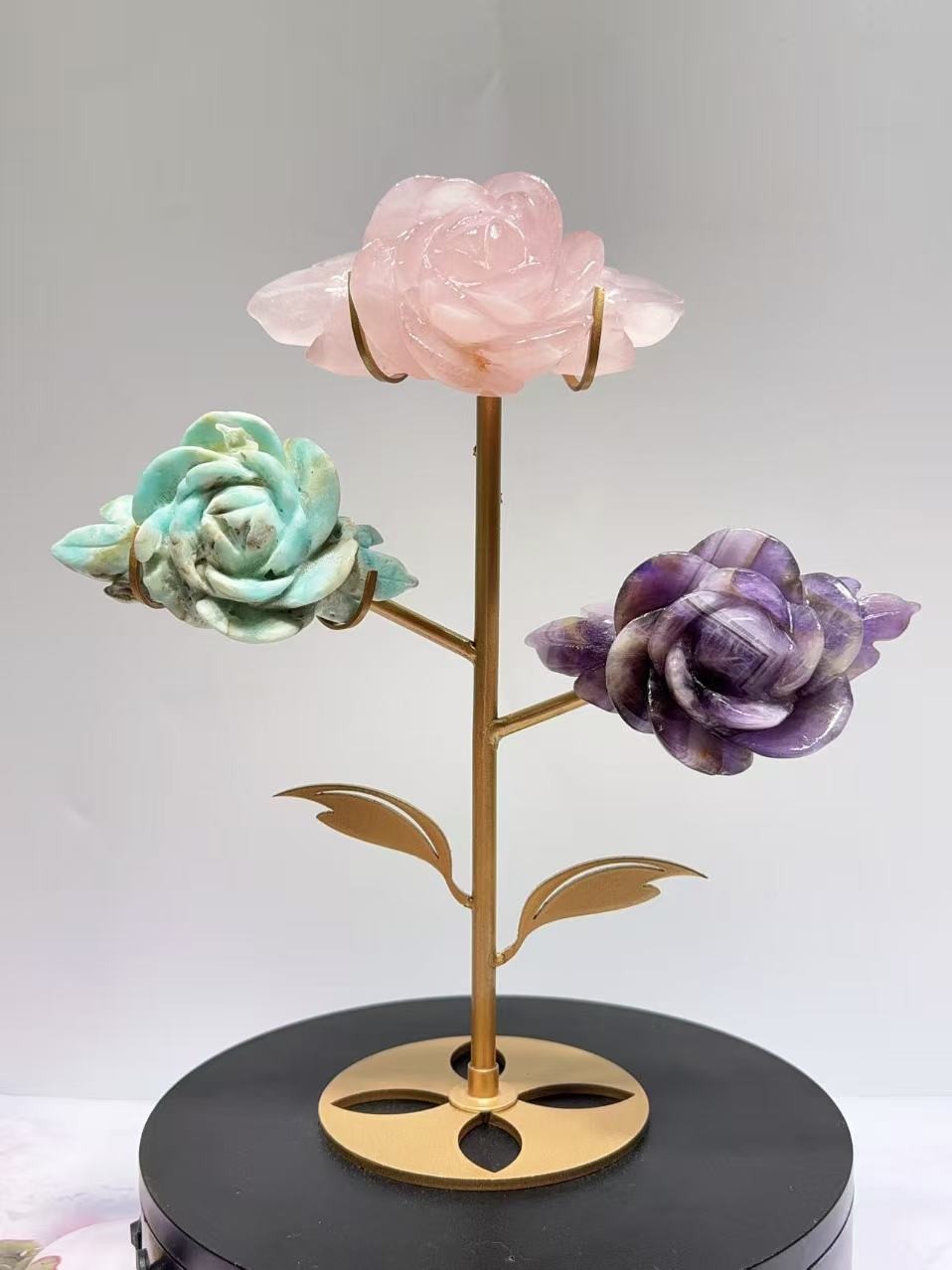 10″ natural Large size Mixing carved quartz crystal Flower Decor heal Gift 1pc