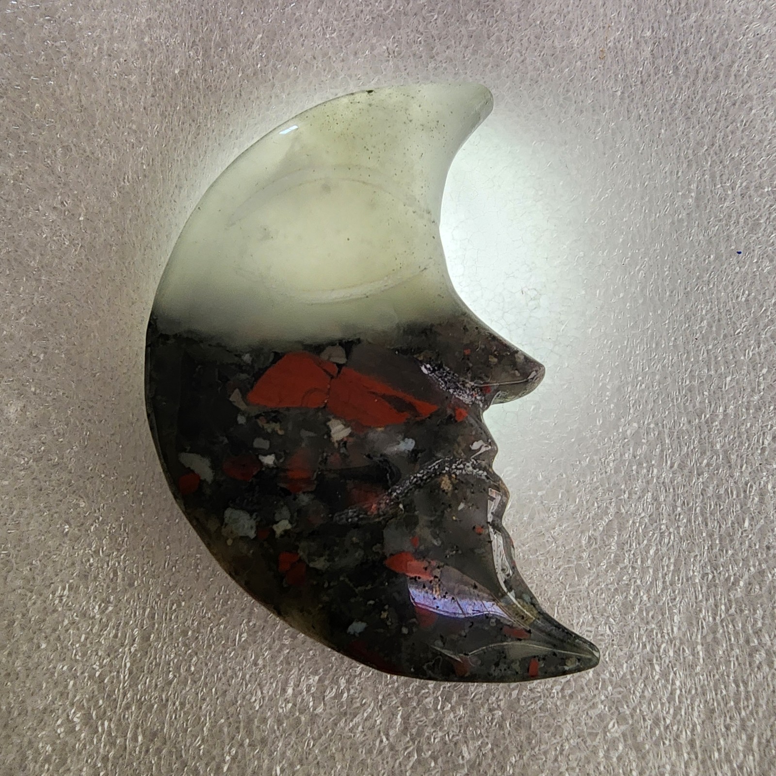 Hand Carved Polished African Bloodstone Moon – USA