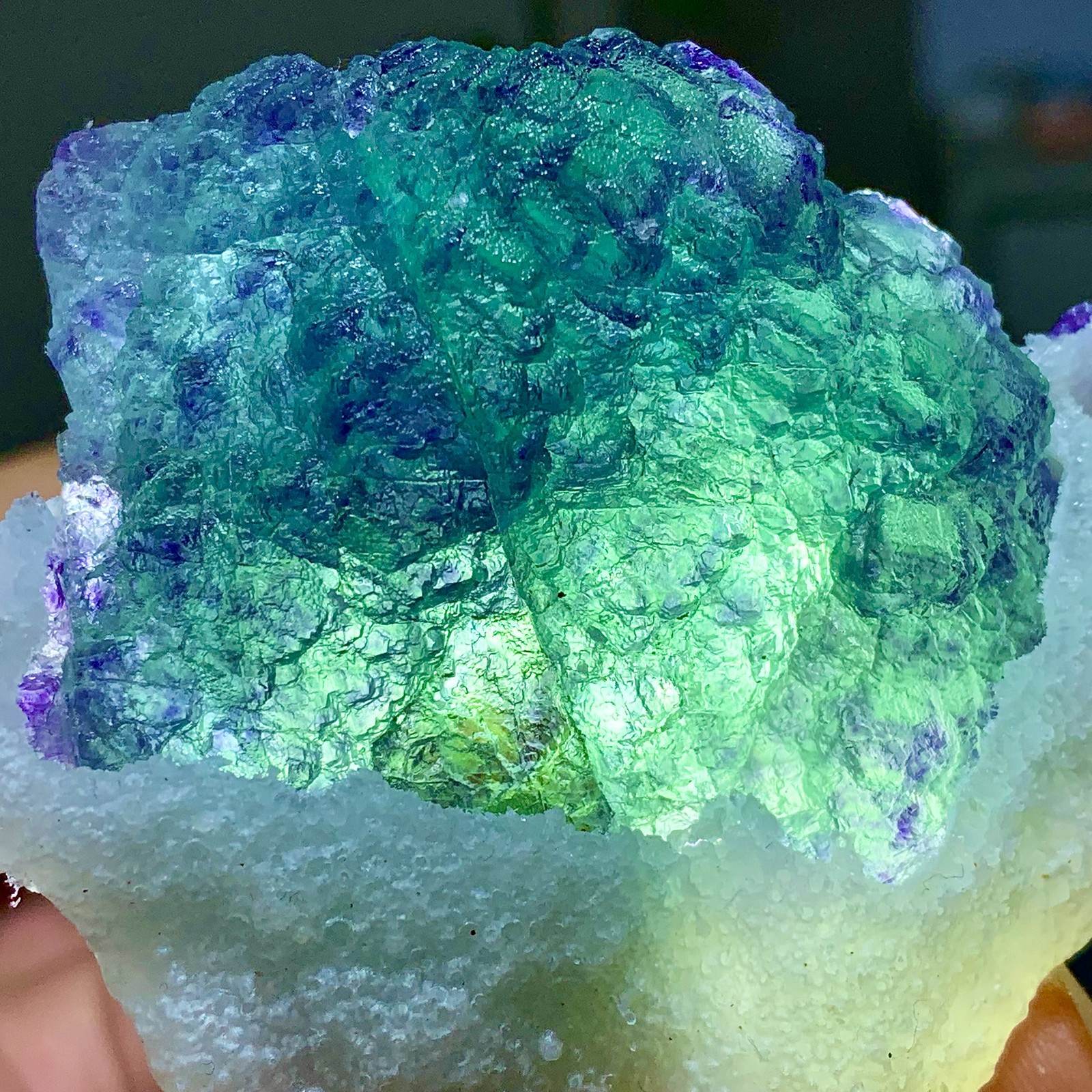 140G Natural fluorite blue-green dual color crystal mineral specimen, Zhejiang