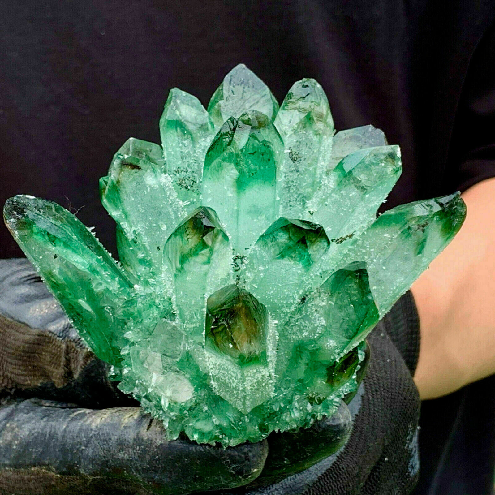 400g+ New Green Phantom Quartz Crystal Cluster Mineral Specimen Reiki Healing