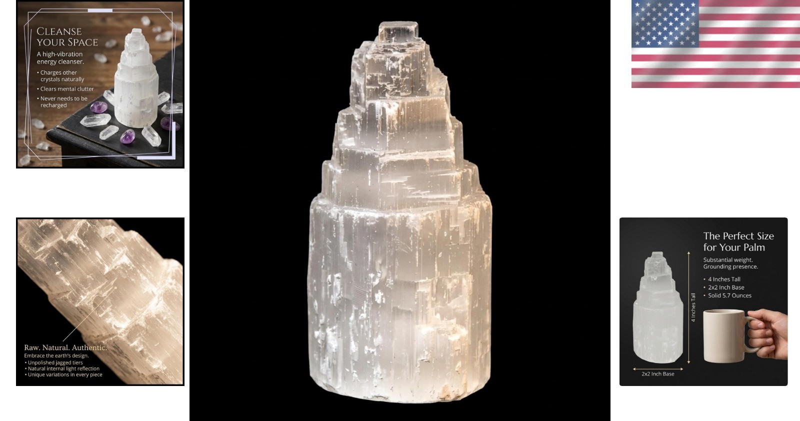 Natural 4” Solid White Selenite Skyscraper – Ideal for Reiki & Chakra Healing