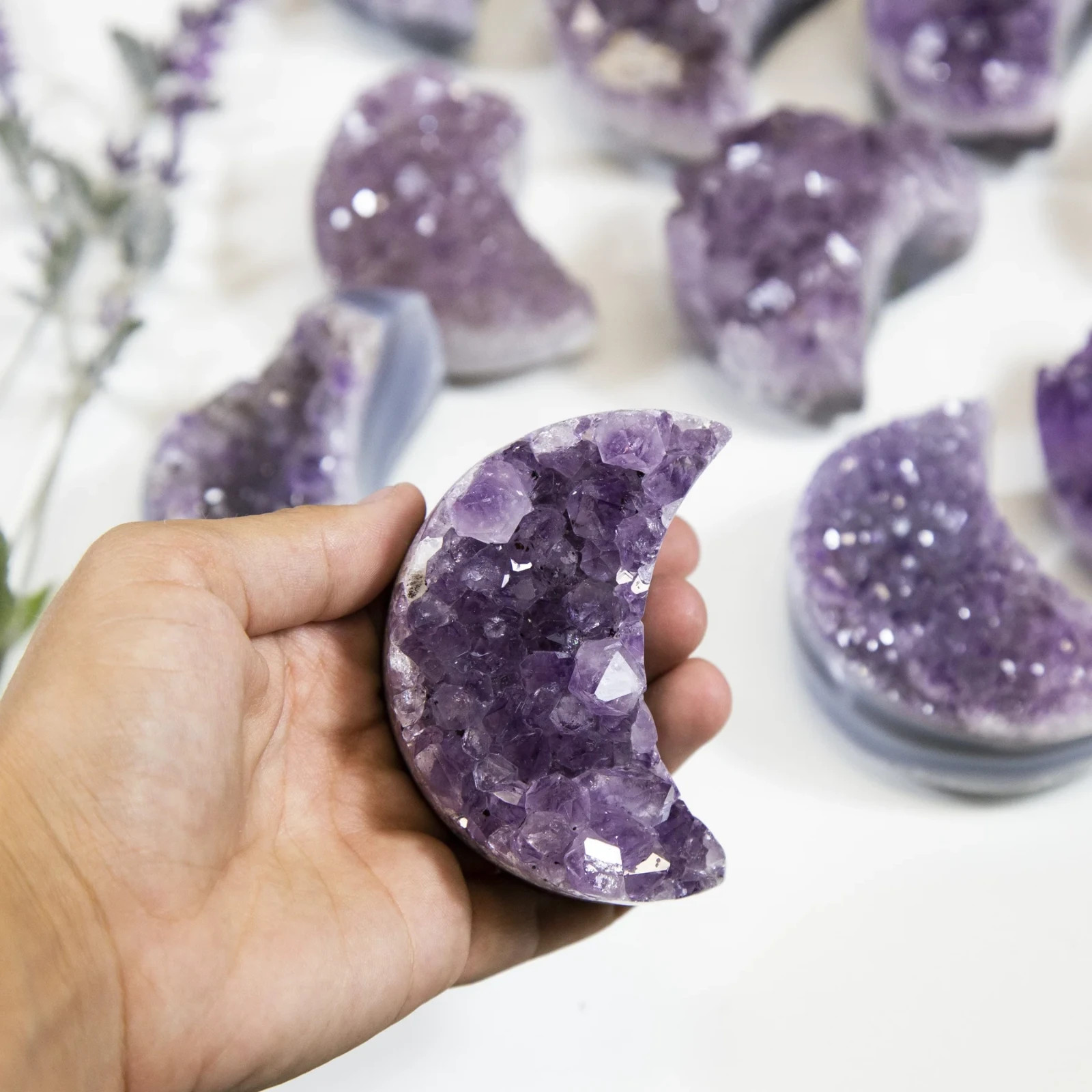 Amethyst Crystal Moons Crystal Cluster Mineral Specimen February Birthstone Gift