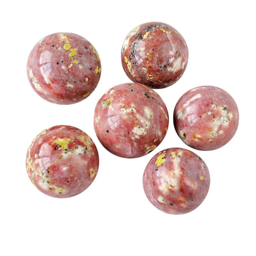 Random Peach Blossom Tourmaline Sphere Crystal Ball Healing Decor Gift Mineral