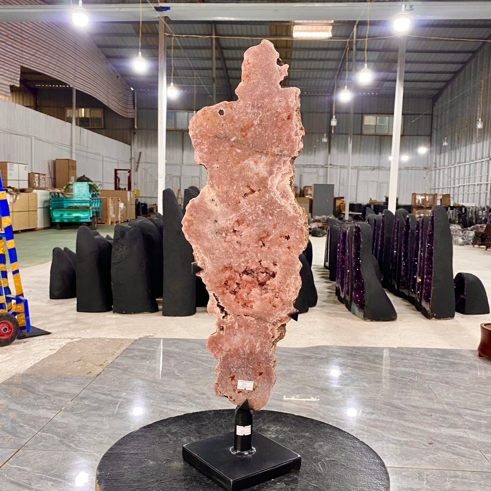 9.4LB Pink Amethyst Crystal Slice Polished Gemstone Slab Natural Mineral Display