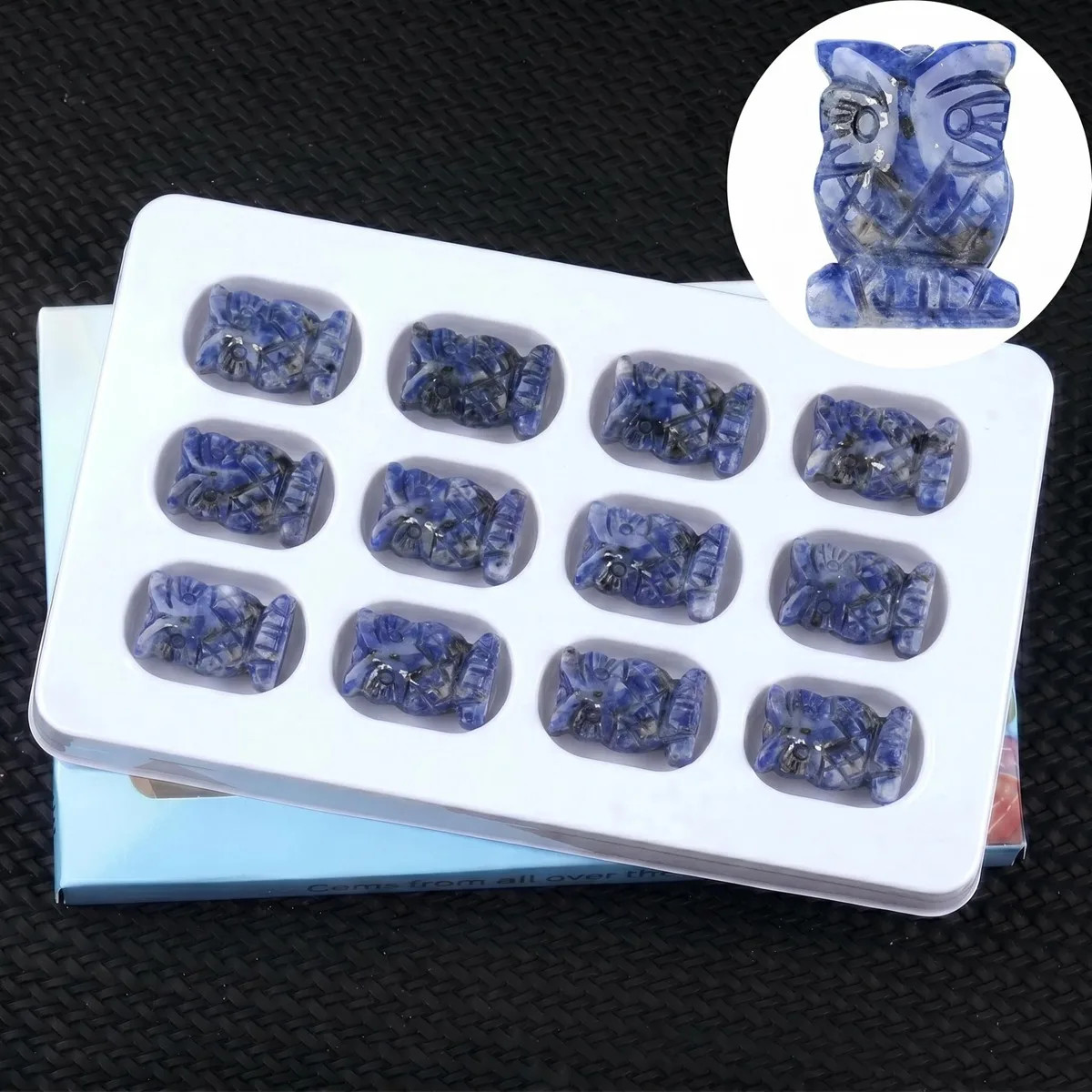 12 Styles Natural Gemstone Owl Carving Mini Crystal Animal Statue Wholesale Bulk