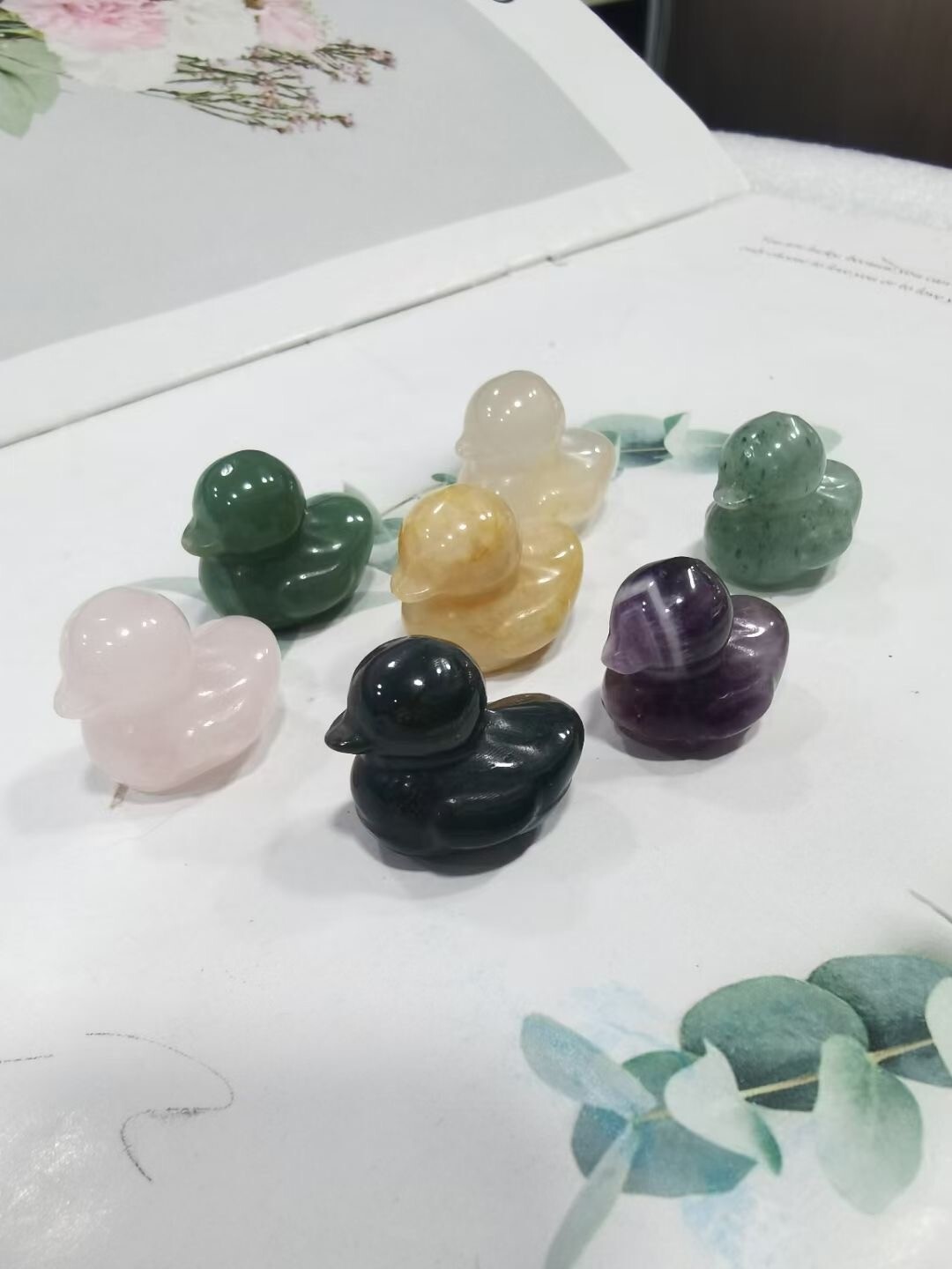 5PC Natural hybrid quartz Crystal Carved mini duck Skull Reiki Healing random
