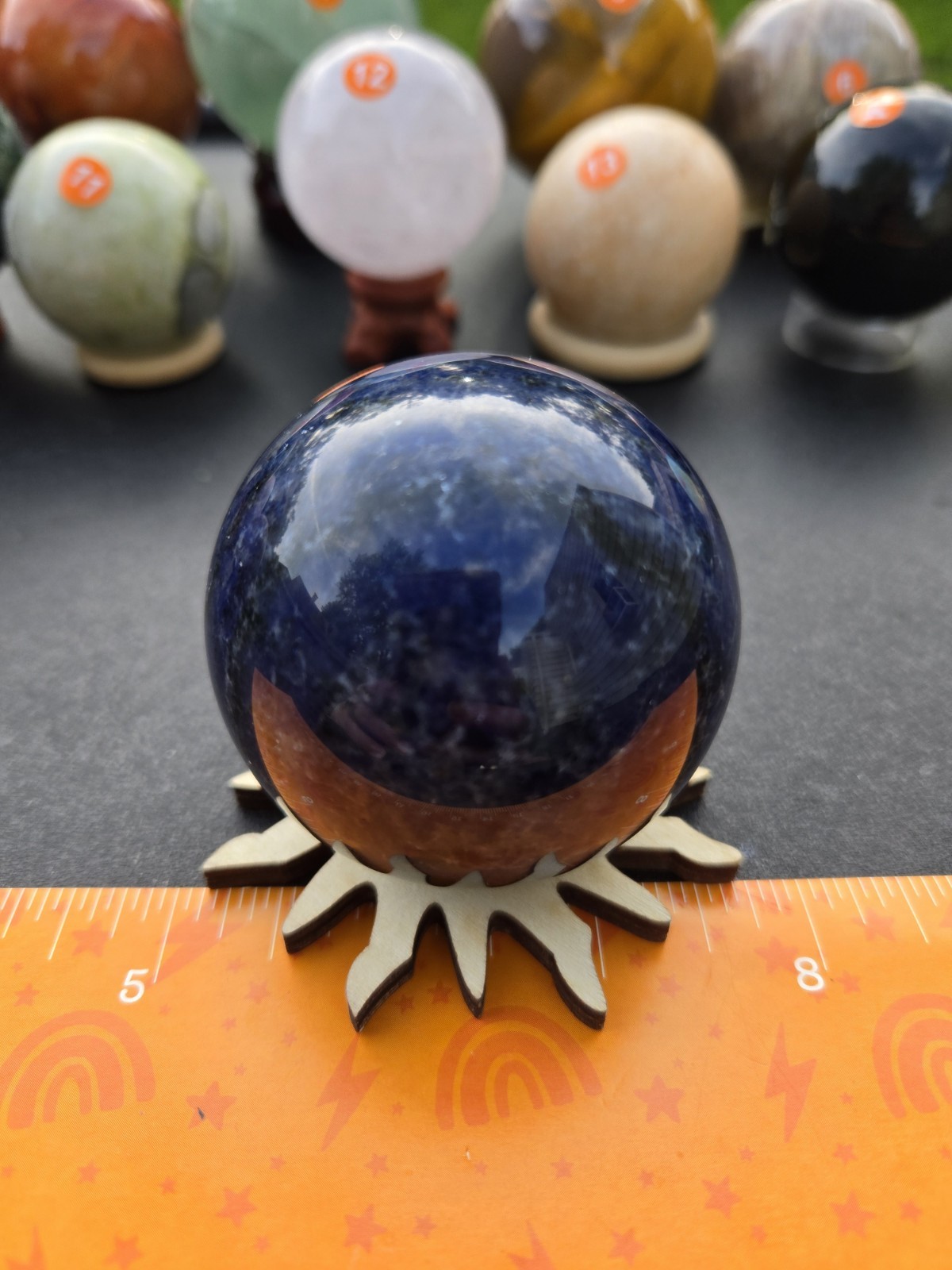 Gorgeous VERY High Quality Deep Blue Sodalite Sphere W/ UV Reaction ~2.25in O2