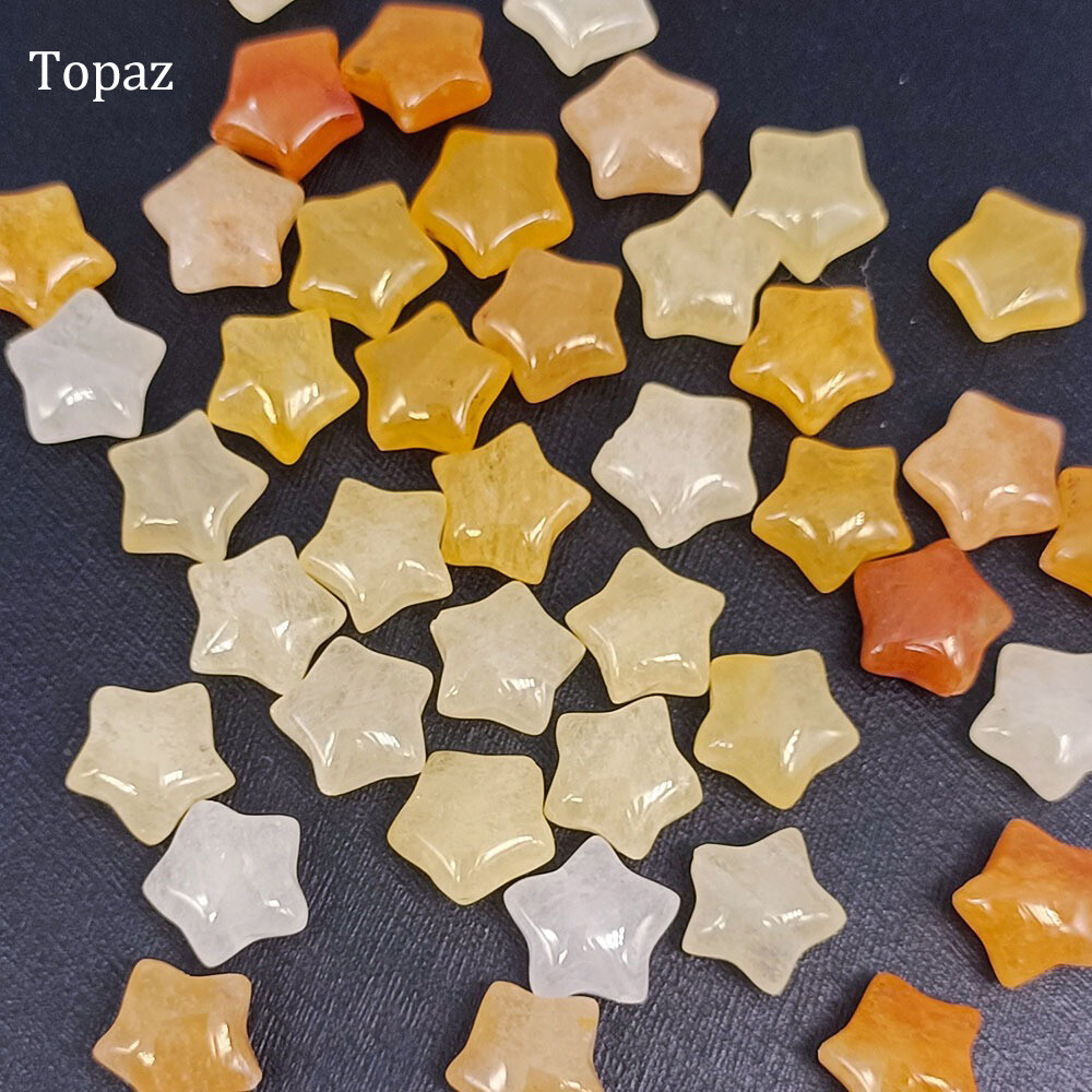 21PCS 10mm Natural Crystal Pentagram Star Gemstone Loose Beads Jewelry DIY Set