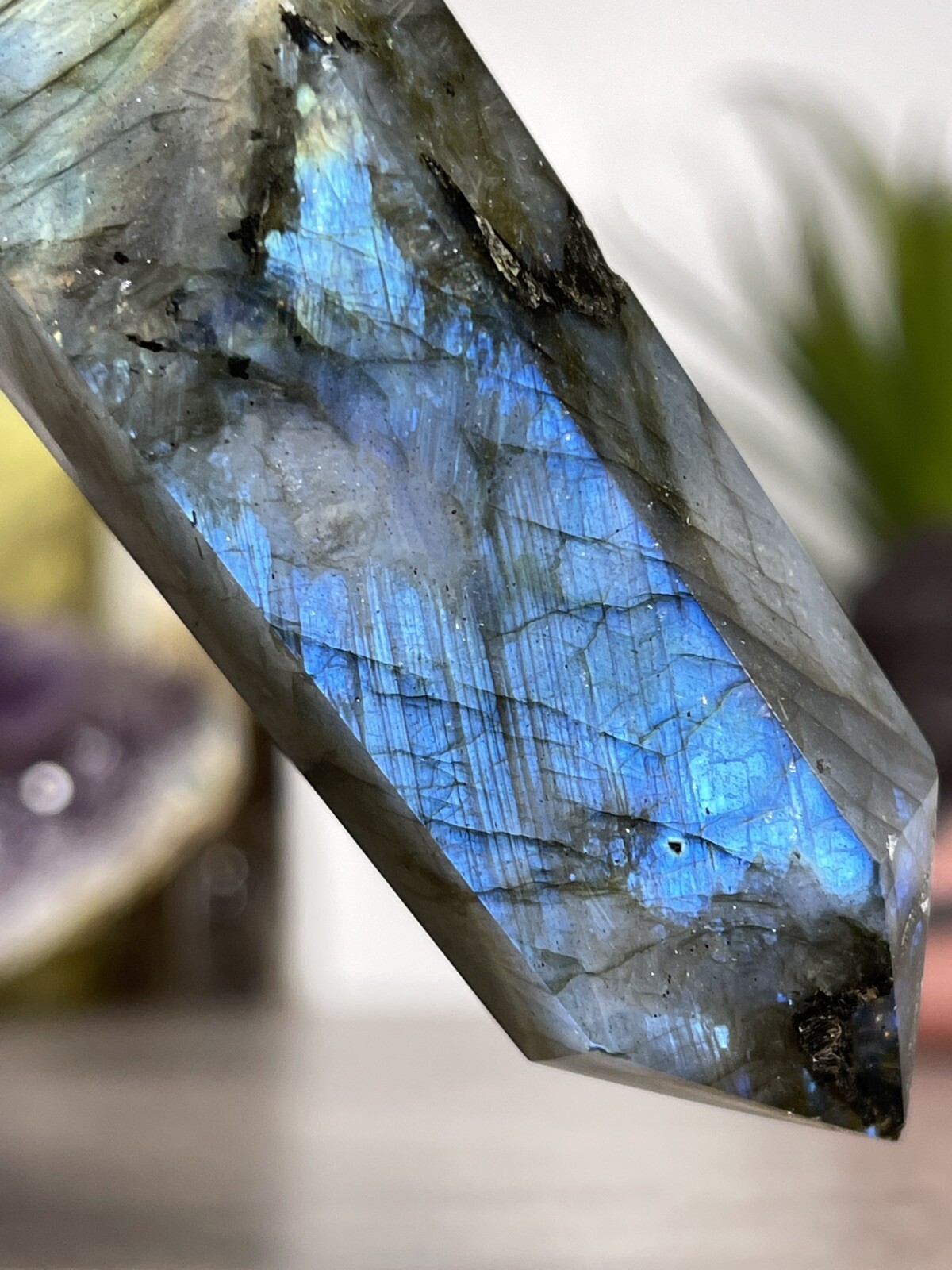 LABRADORITE TOWER – Blue Feldspar Mineral Point Reiki Chakra Wiccan Magick Decor