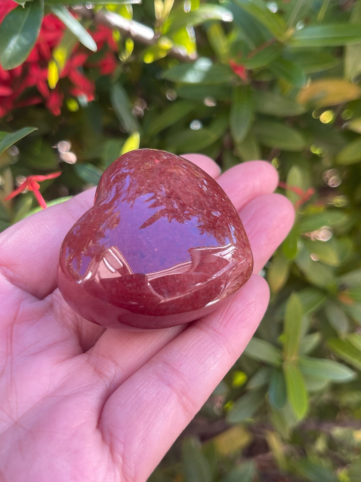 Large Strawberry Quartz Heart, 1.75″ Strawberry Quartz /Red Guava Puffy Heart