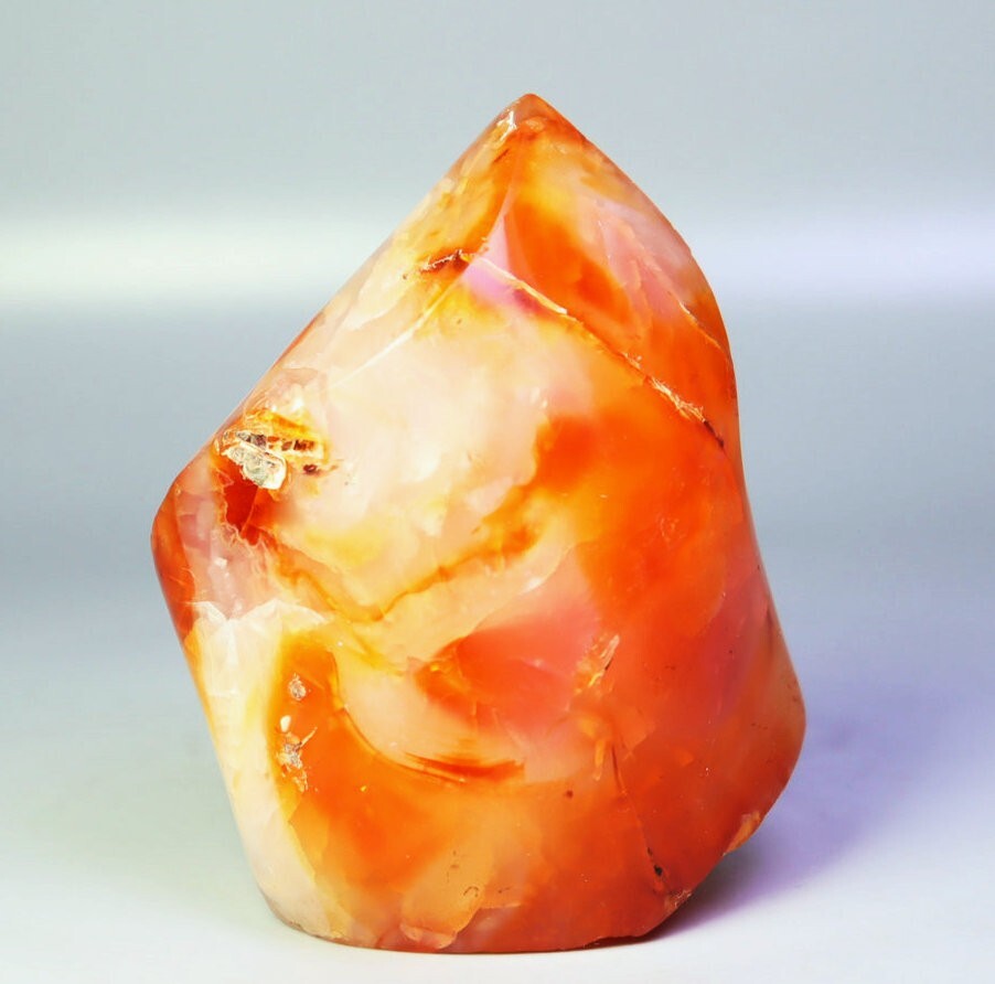 163g Natural Red Orange Carnelian Agate Quartz Crystal Flame Freeform Madagascar