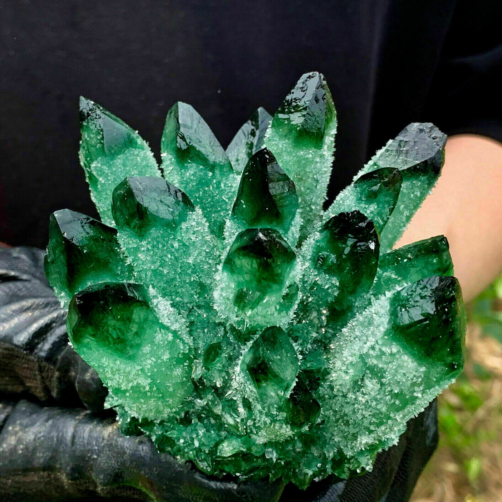 400g+ New Green Phantom Quartz Crystal Cluster Mineral Specimen Reiki Healing