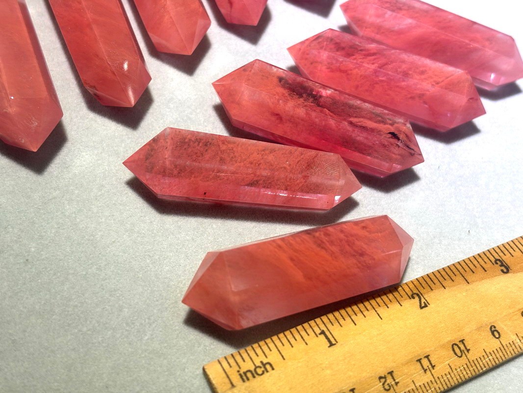 10pcs Lot 2”+ Red Cherry Quartz Crystal Double Terminated Point DT Wand