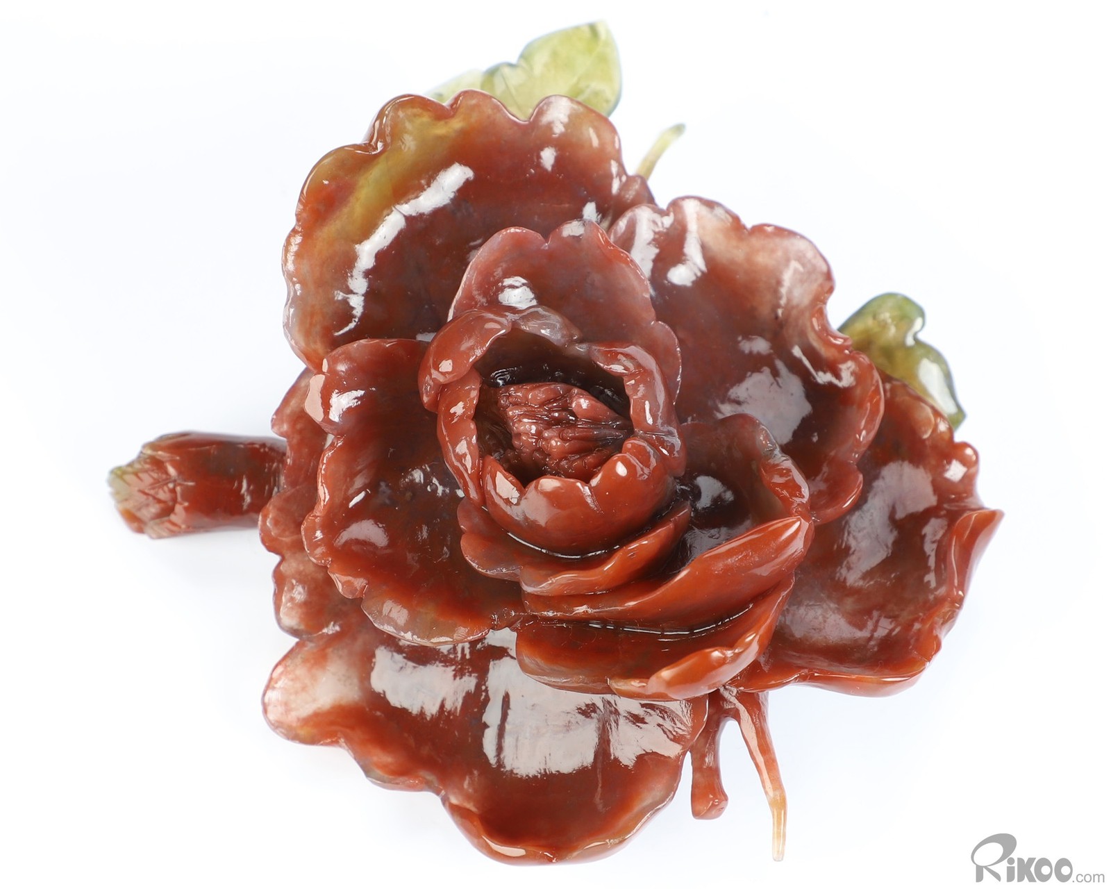 4.7″ Indian Agate Hand Carved Crystal Flower Sculpture, Crystal Healing