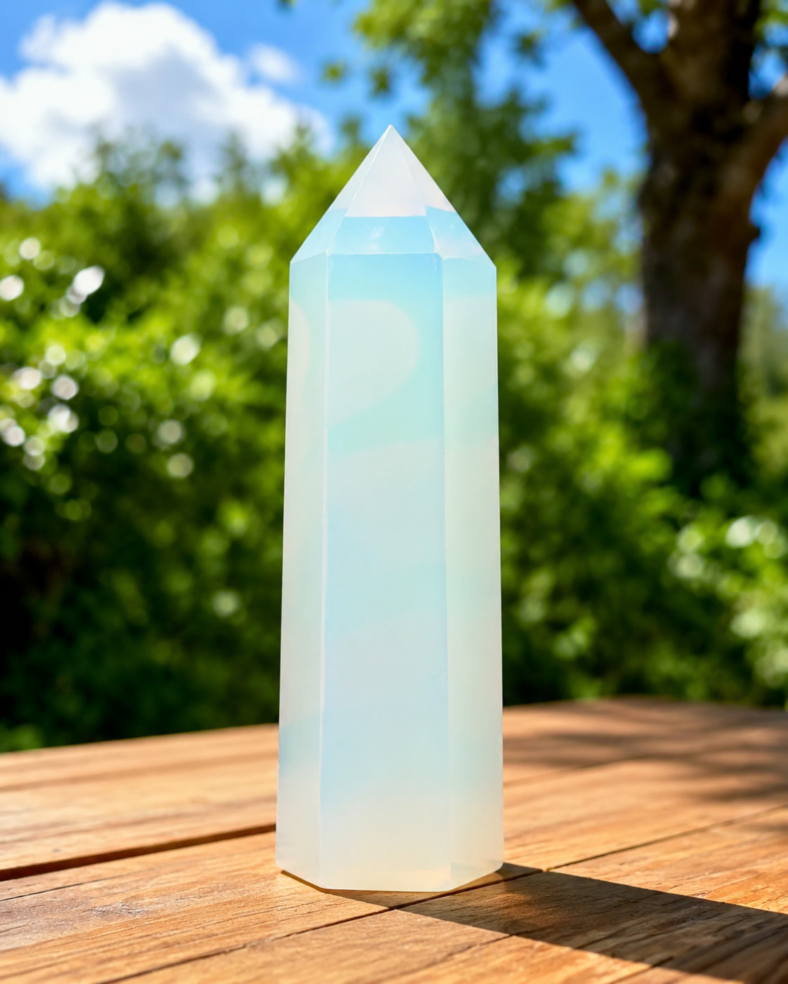 Healing Opalite Crystal Tower Angelic Aura Point Reiki Healing Obelisk Gift