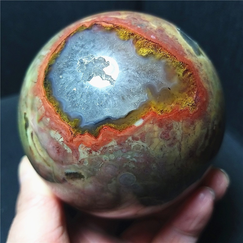 TOP 664G 78mm Natural Polished Colorful Agate Stone Sphere Ball Healing Ca900
