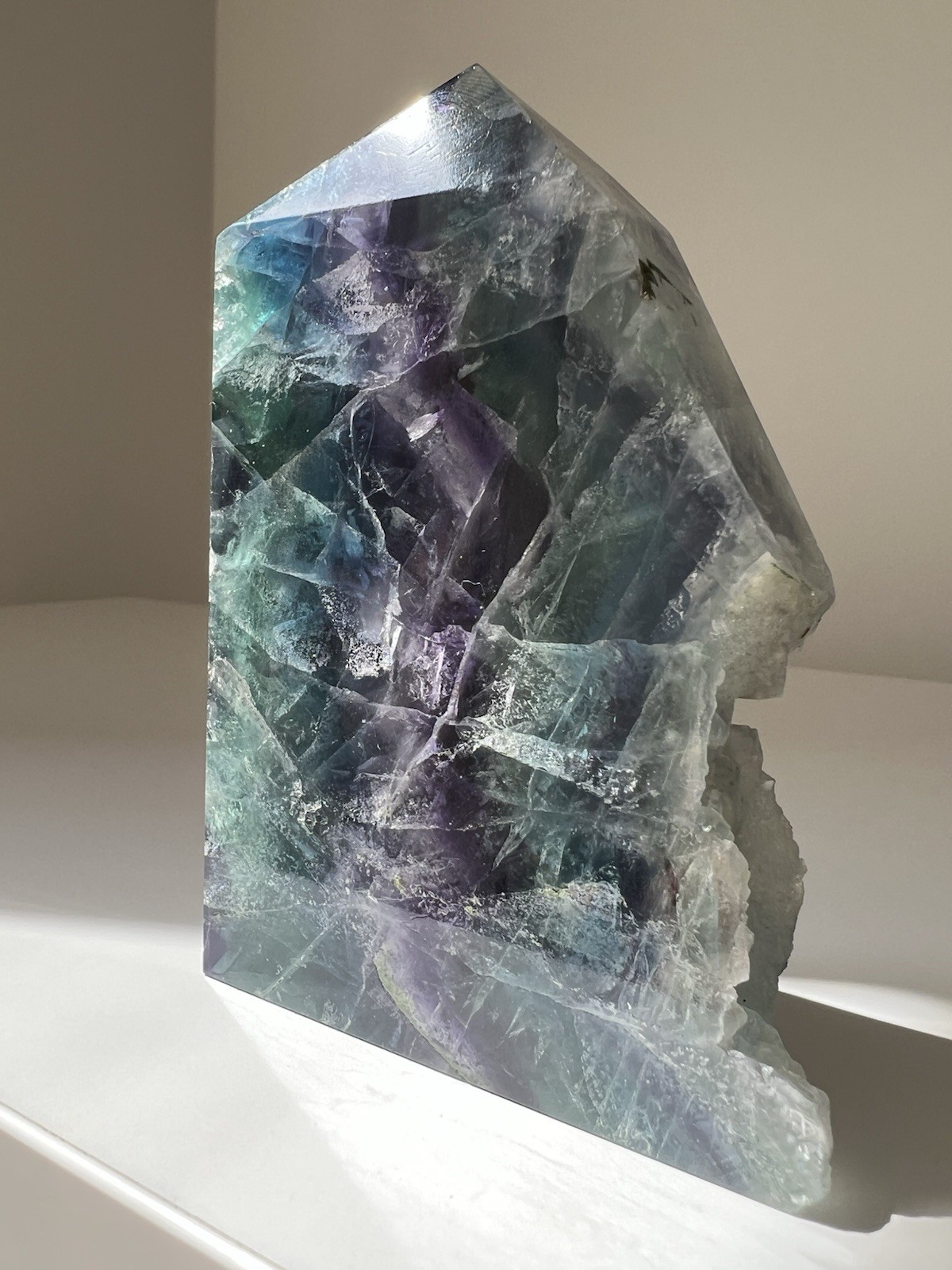 319g – Rainbow Fluorite | Freeform Point |Slab Style with Natural Edge