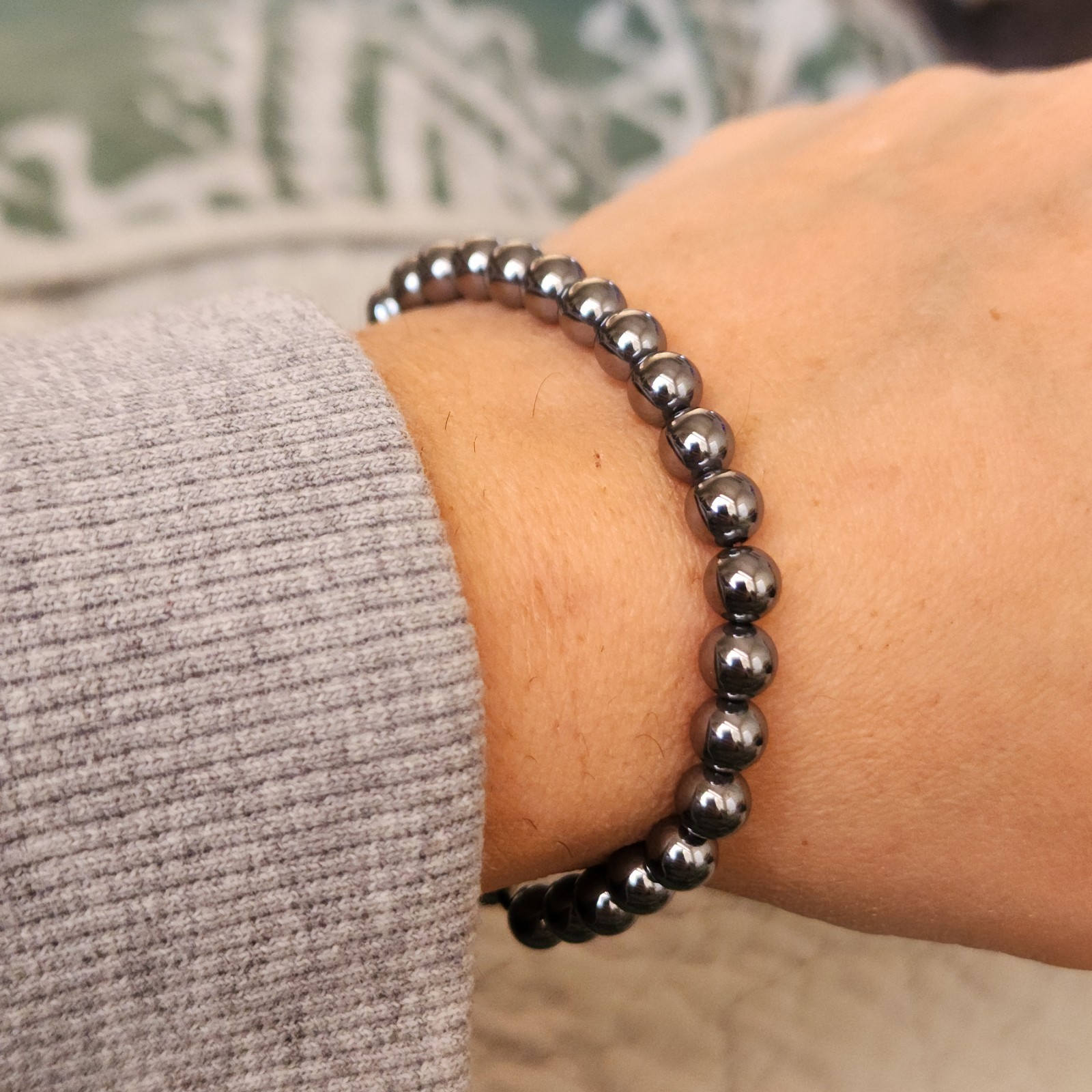 Natural 6mm Terahertz Bracelet Crystal Beads Stretch