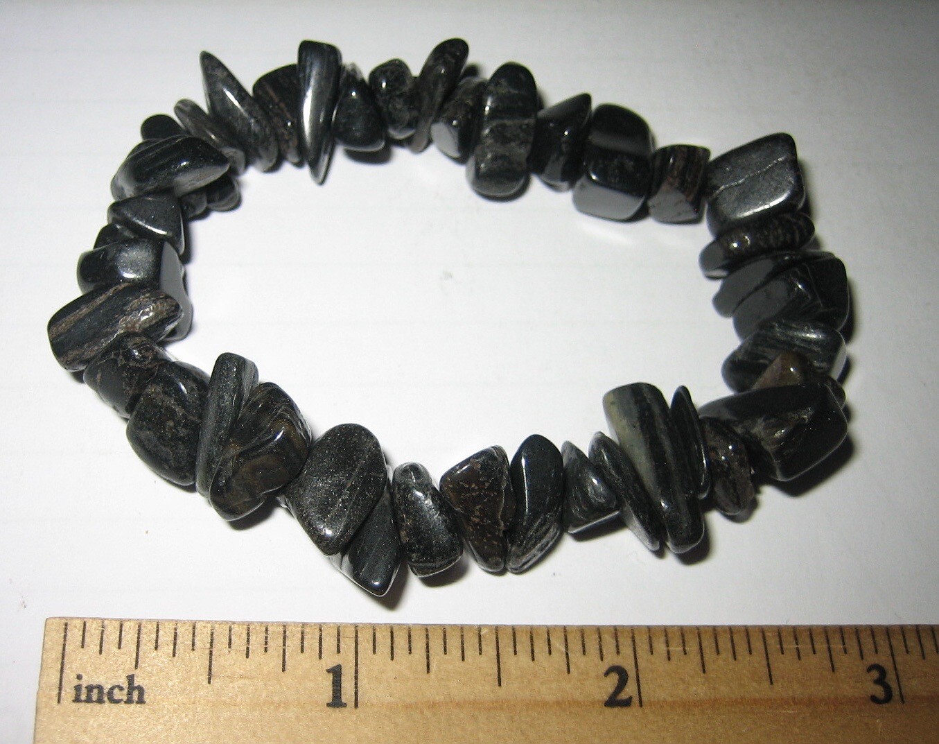 7″ TUMBLED POLISHED 7-14mm ISUA STONE STRETCH BRACELET GREENLAND ~ 40.2grams *A2