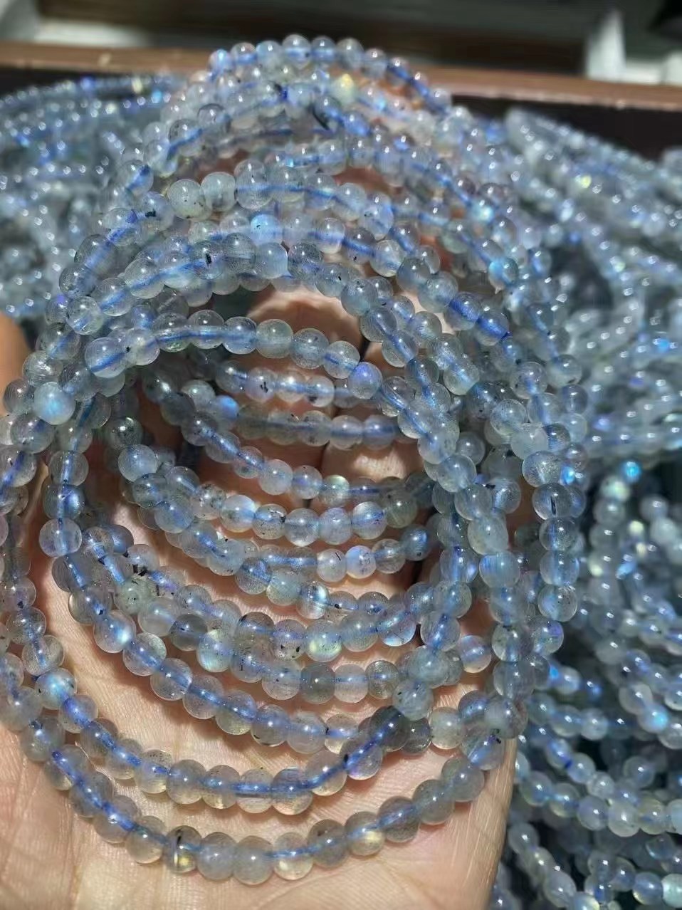 10pcs Natural Labradorite Beaded Bracelet 4mm Gemstone Crystal Stretch Bracelet
