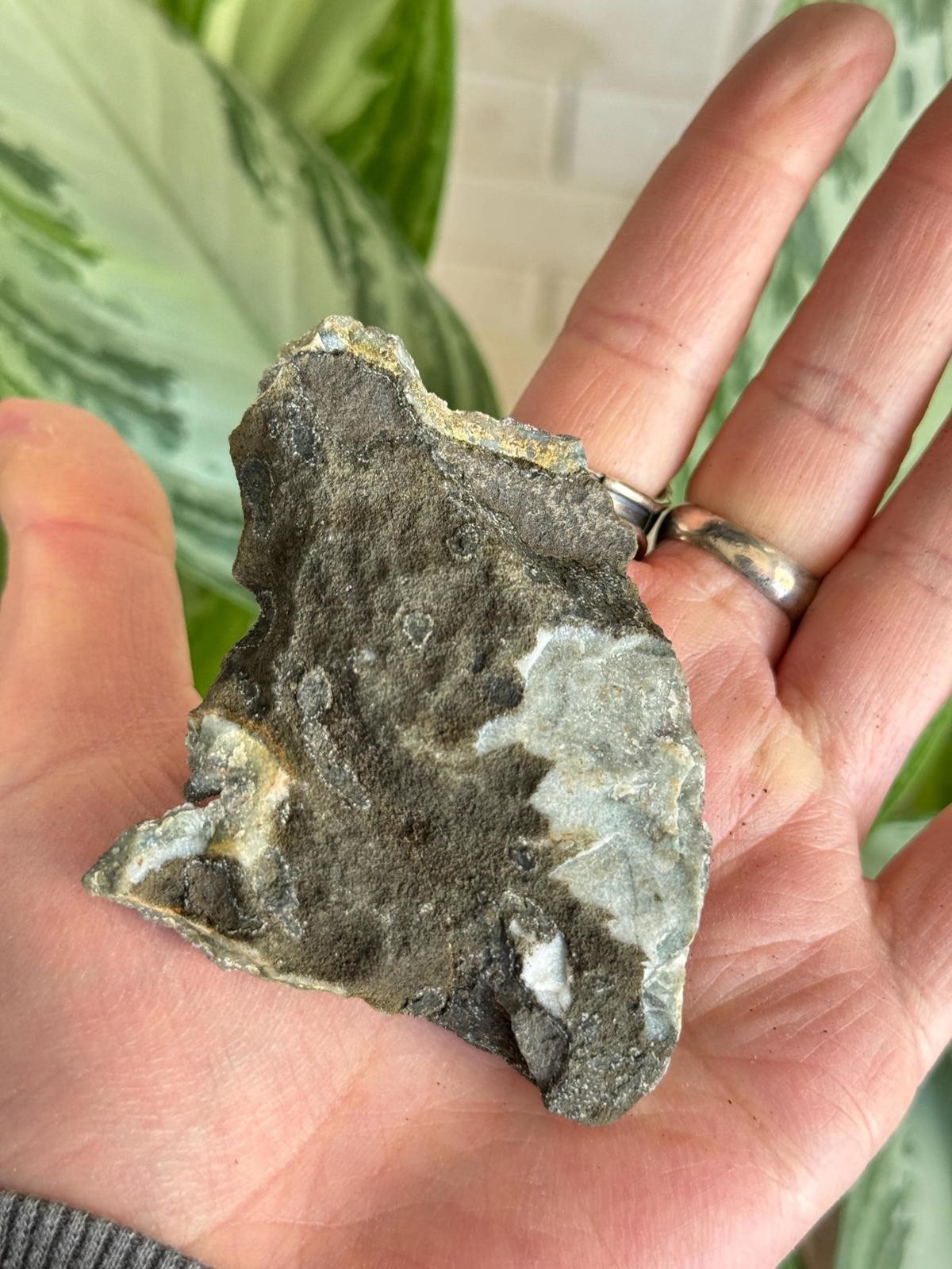 Black Galaxy Crystal Cluster Raw Druzy Hematite Geode Chalcedony Stalactite A23