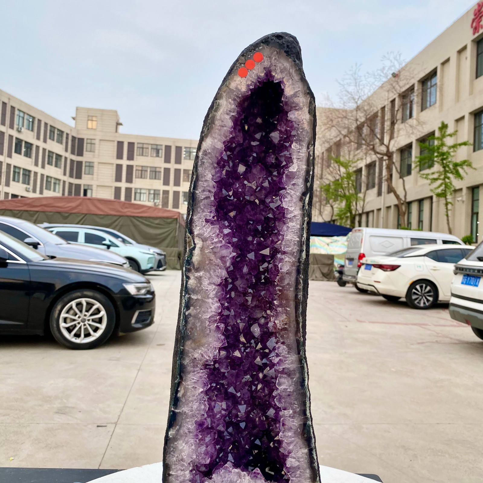 35LB Natural Amethyst Geode Quartz Crystal Cluster Cathedral Energy healing