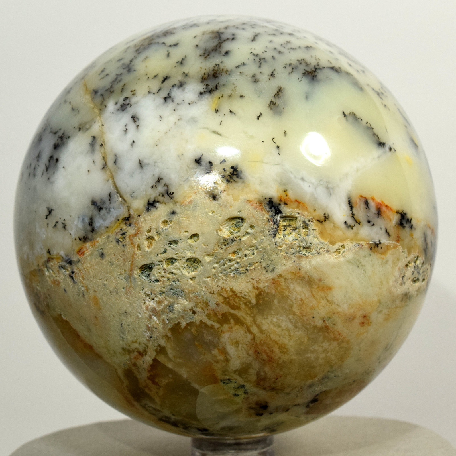 3.2″ Multicolor Dendrite Agate Sphere Natural Dendritic Mineral Stone Madagascar