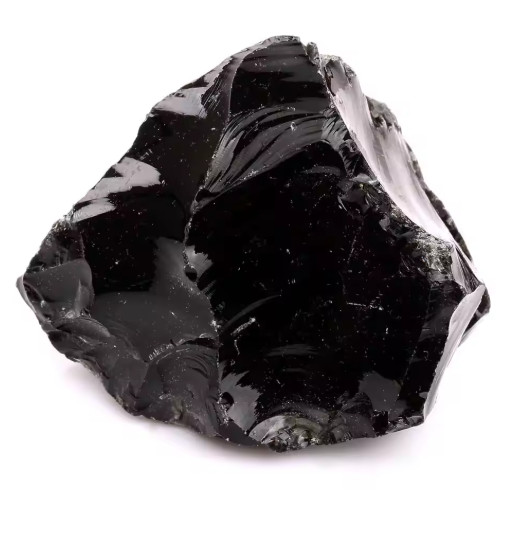 4PCS Black Obsidian Chunk, Rough Obsidian Quartz Crystal, Protection Crystals