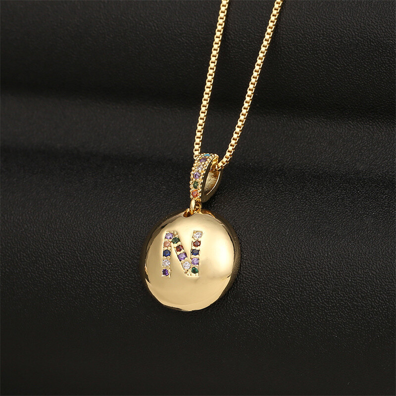 Women’s Fashion Jewelry Gold CZ Letter Initial Pendant Necklace