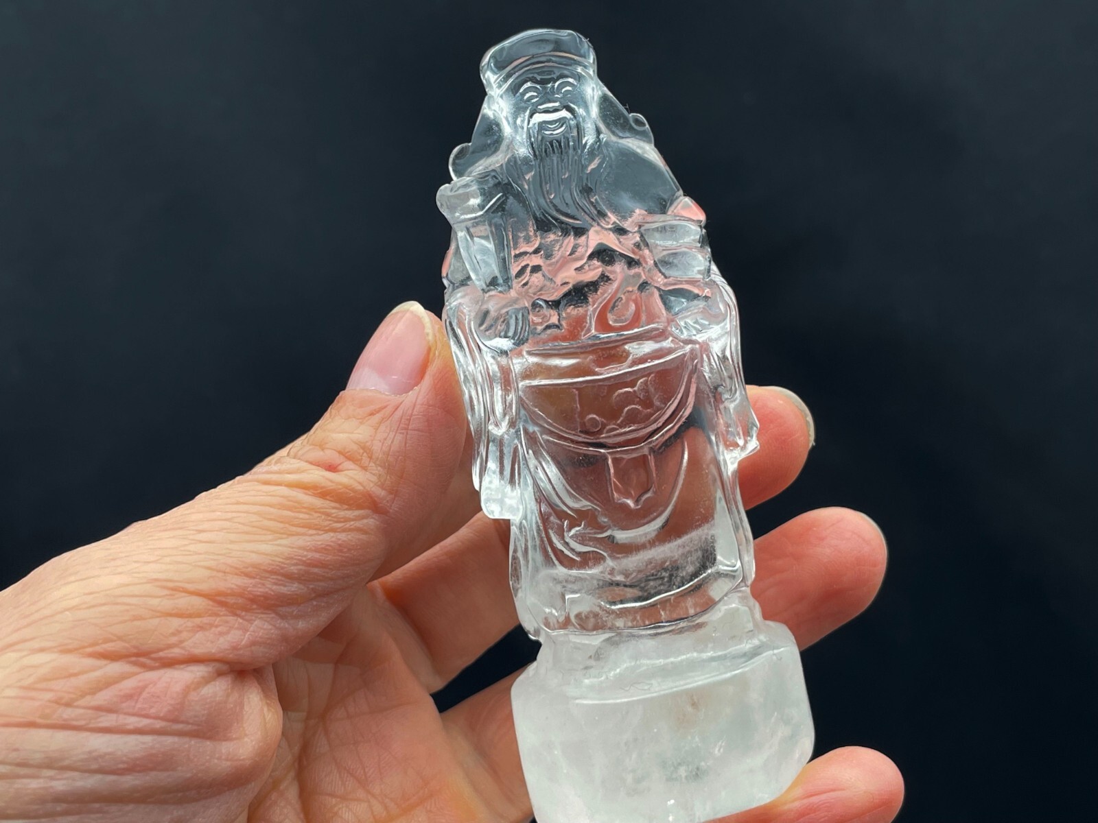 Quartz Crystal God of Wealth Crystal Carving Housewarming Gift E105525