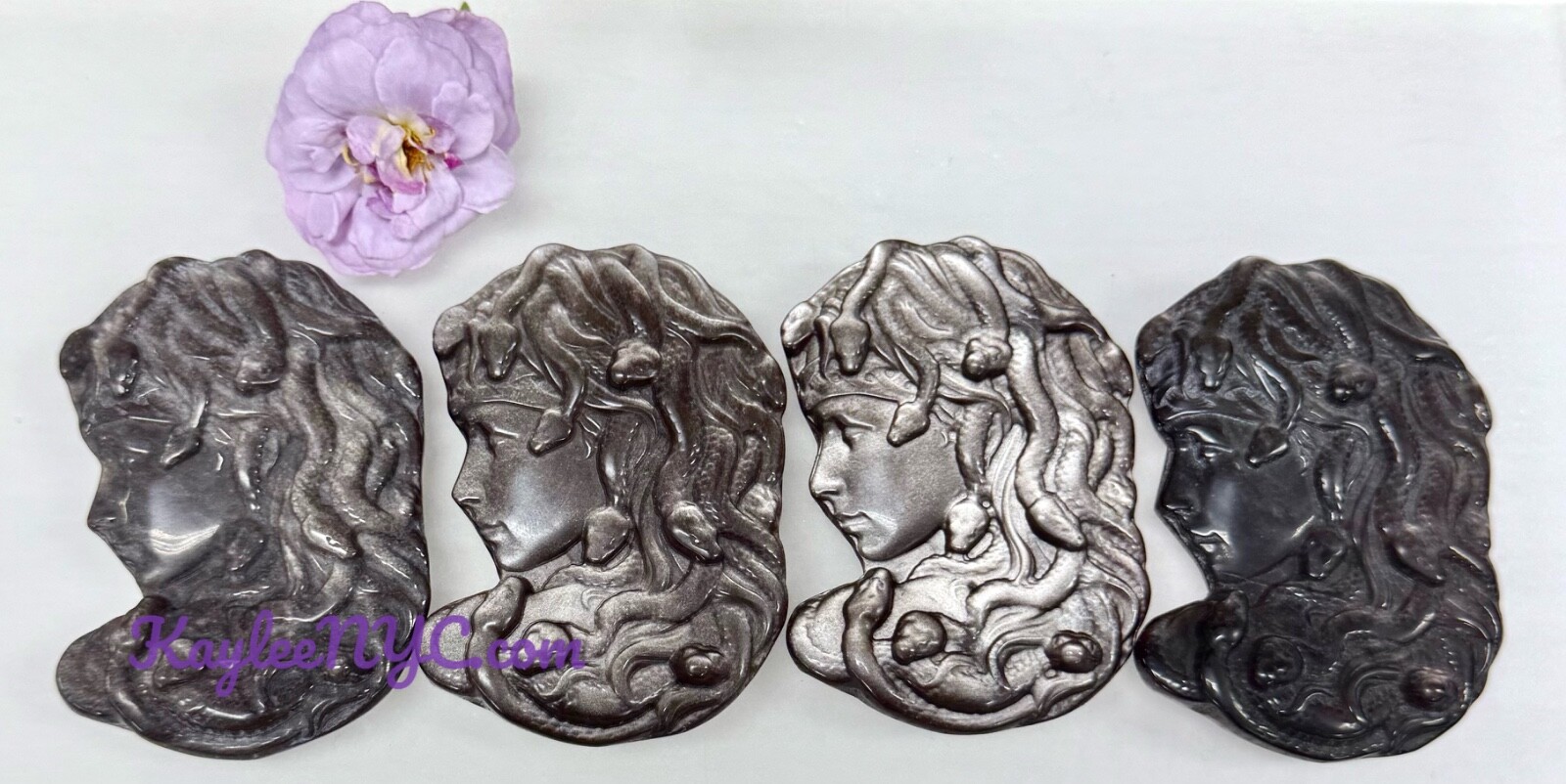 Wholesale Lot 4 Pc Natural Silver Sheen Obsidian Medusa Crystal Healing 8cm